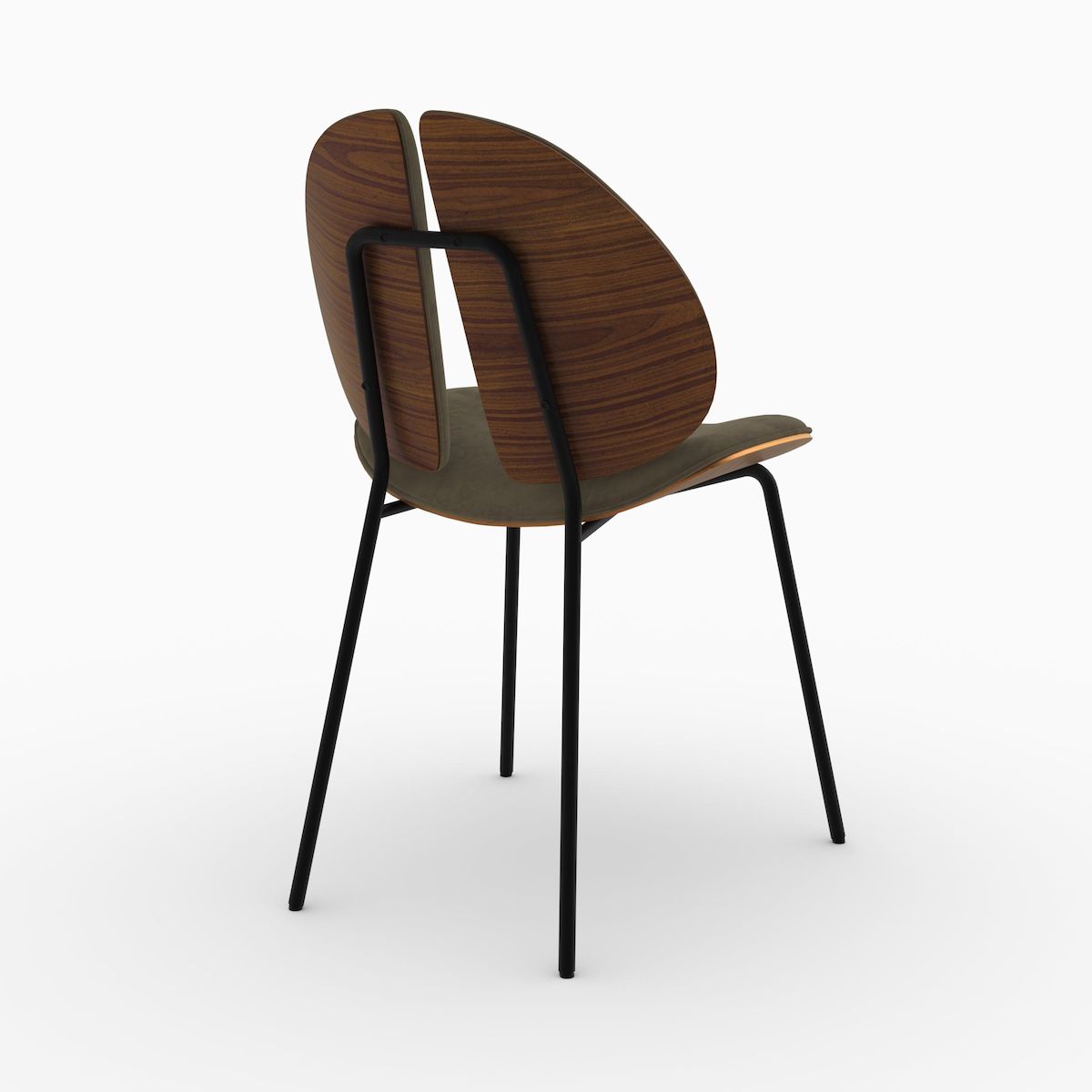 Rendez vous déco Chaise en velours kaki et bois de noyer-Coccinelle