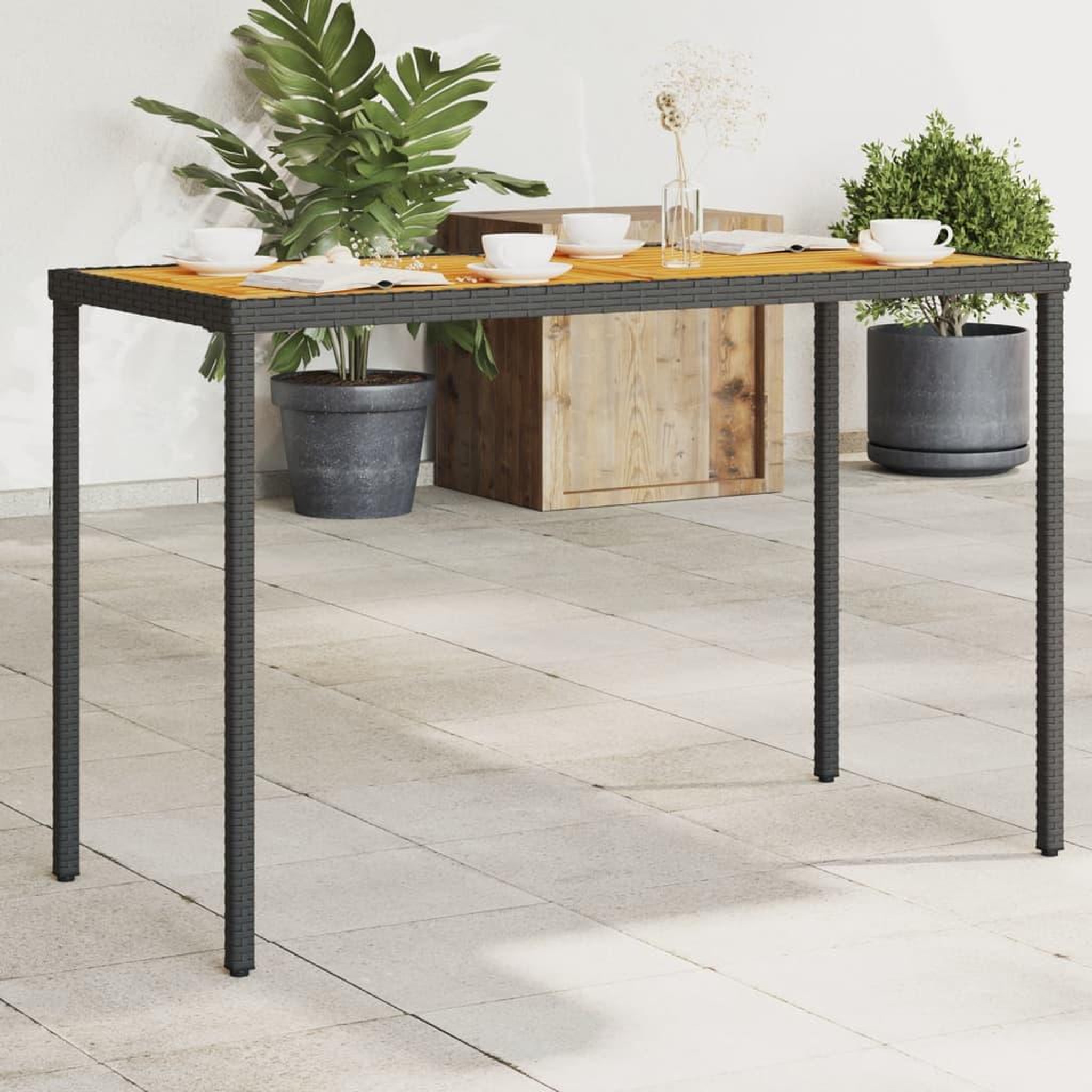 Voir la diapositive 1 : VIDAXL Table de jardin avec dessus en bois d'acacia noir 115x54x74 cm