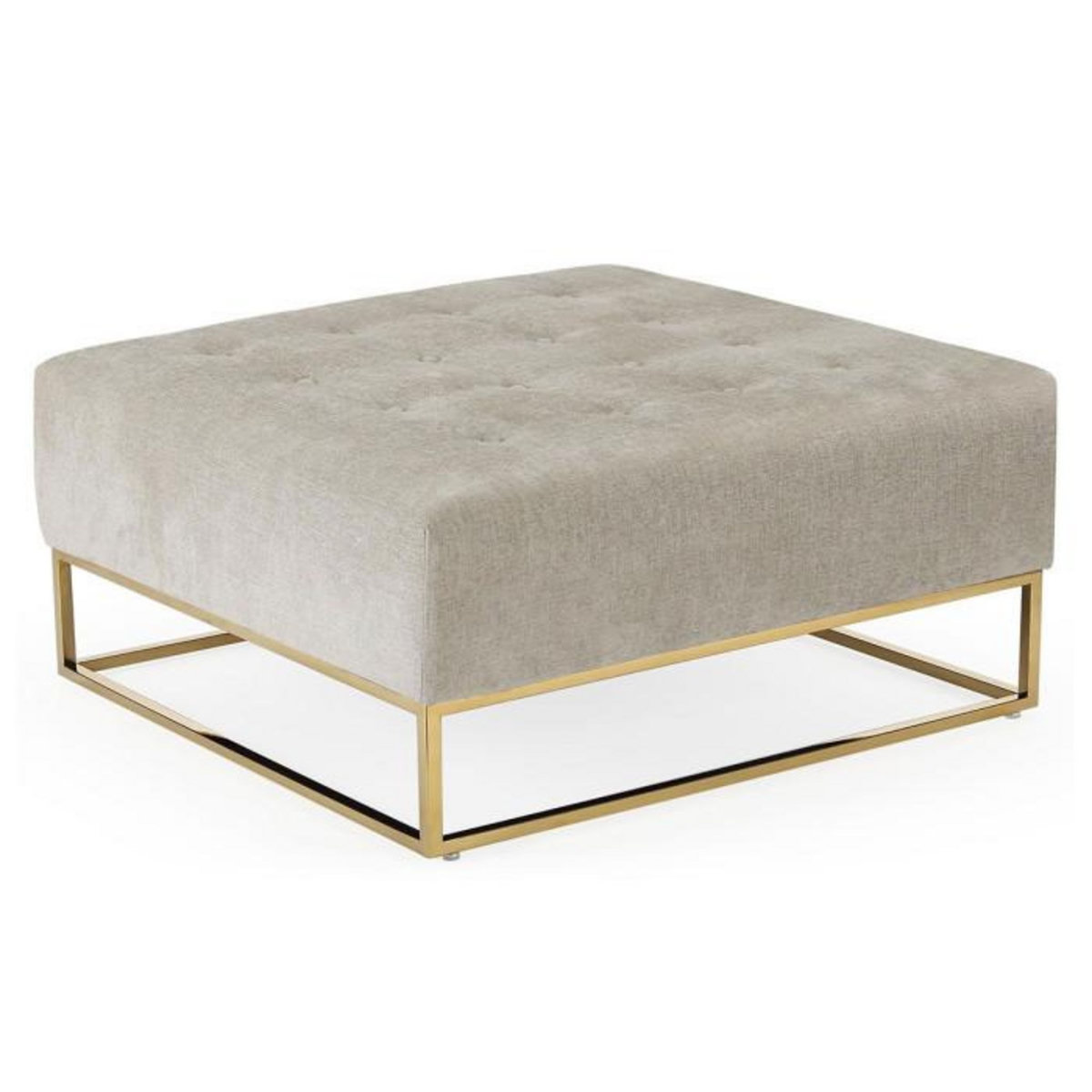 Paris Prix Pouf Carré en Tissu  Lakota  90cm Beige