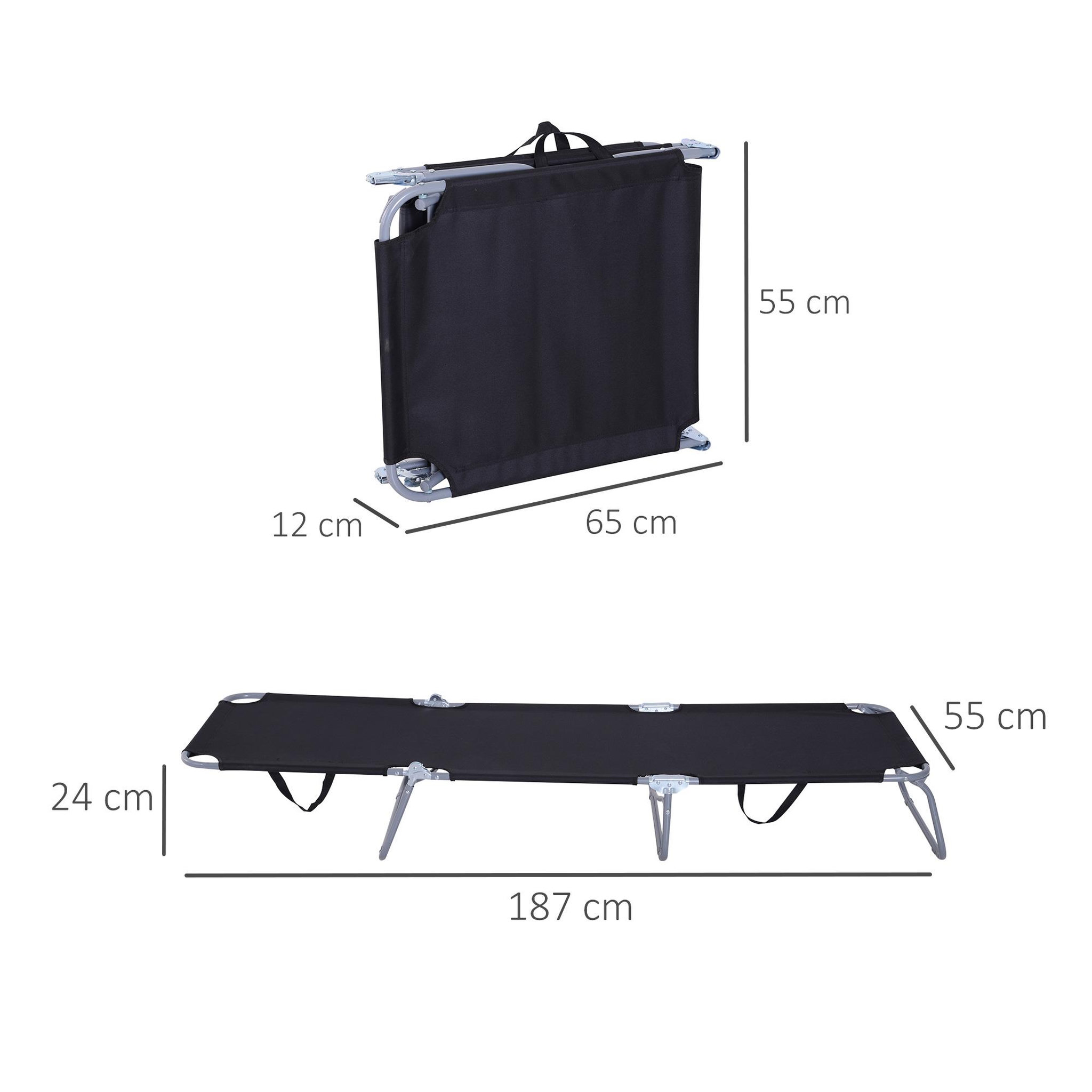 Voir la diapositive 3 : OUTSUNNY Bain de soleil transat pliable dossier réglable multipositions métal et polyester noir