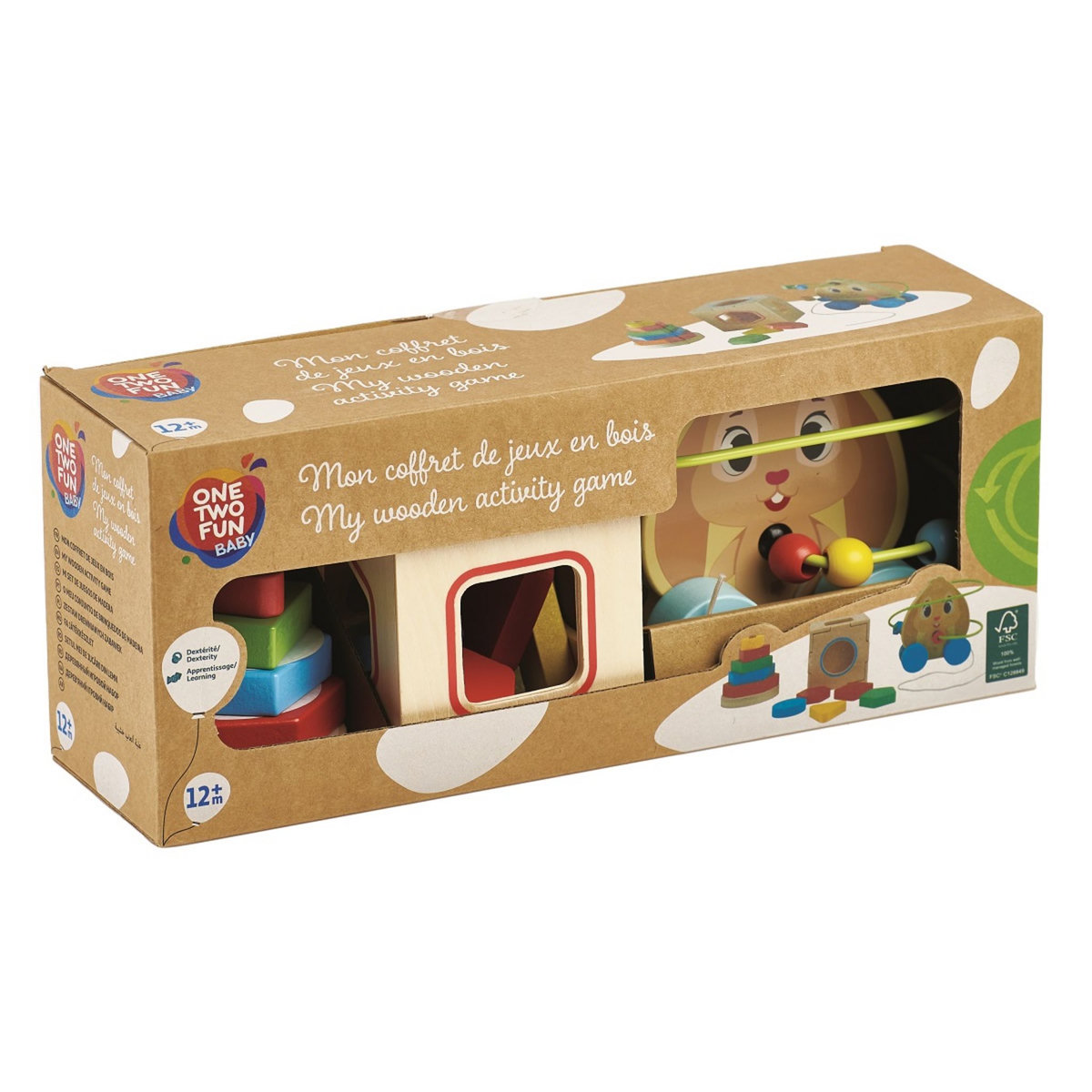 One Two Fun Mon coffret de jeux en bois FSC