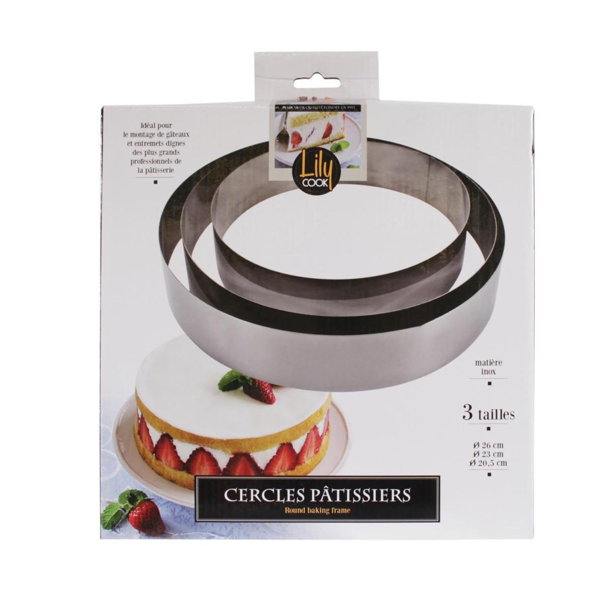Voir la diapositive 6 : Lily Cook Lot de 3 cercles de pâtisserie  cadre  26cm argent