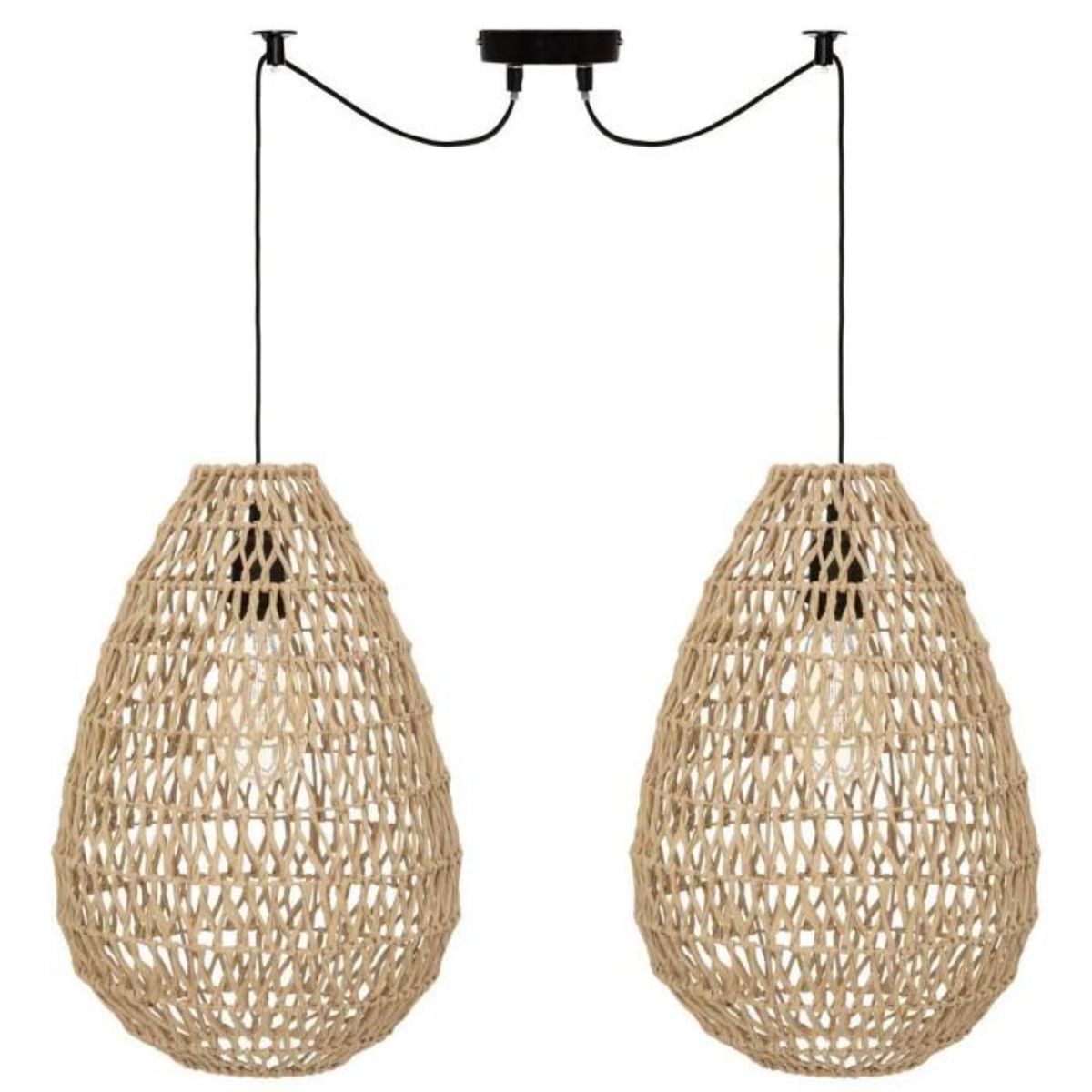 ATMOSPHERA Lampe Suspension 2 Têtes Déco  Etel  41cm Beige