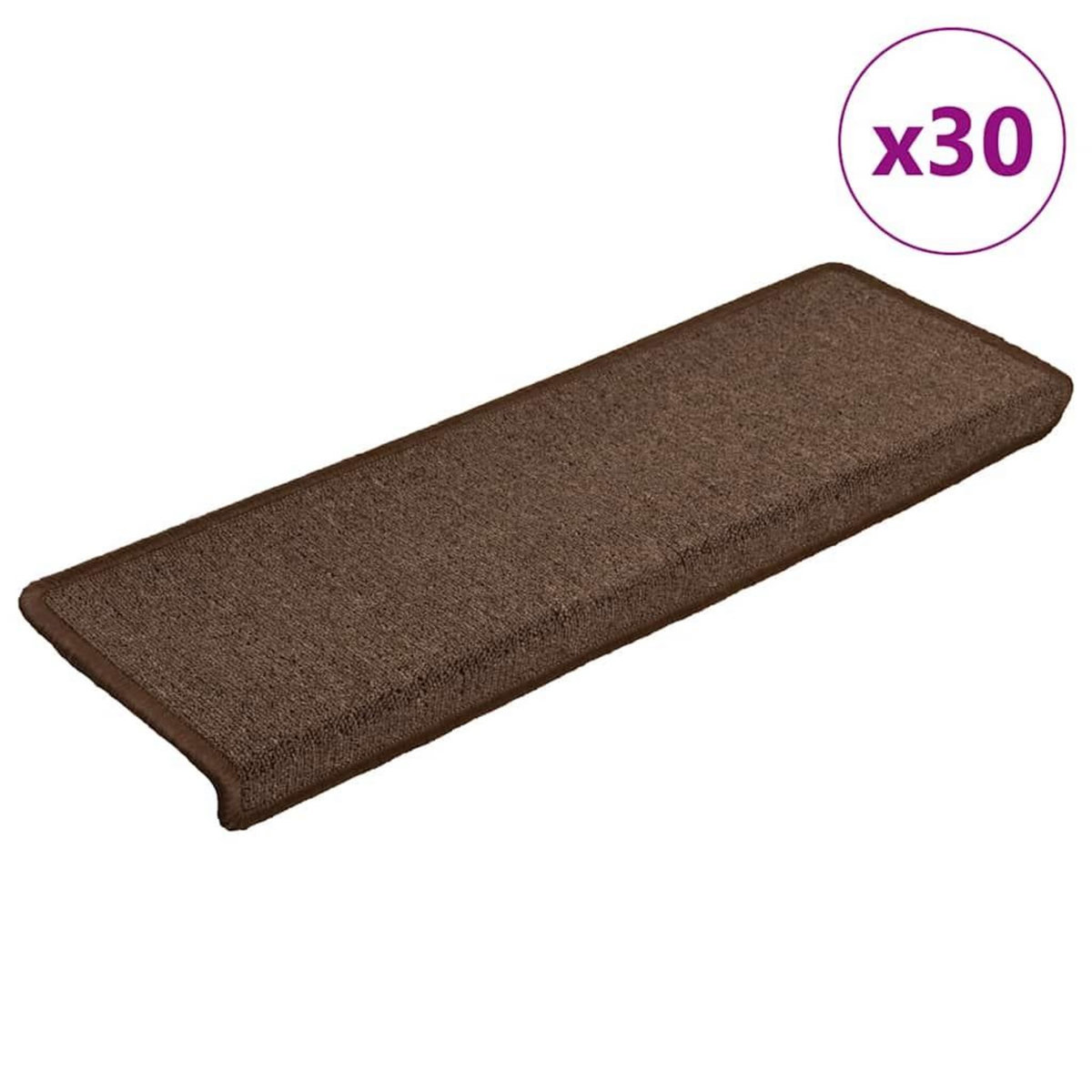 VIDAXL Tapis d'escalier 30 pcs 65x21x4 cm Marron