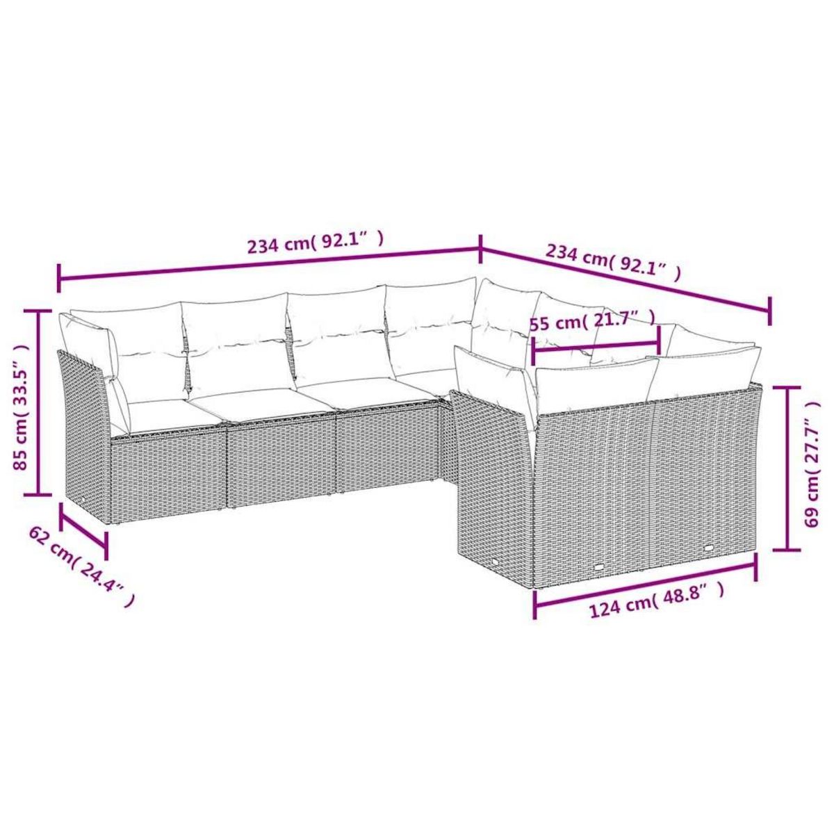 VIDAXL Salon de jardin 8 pcs avec coussins noir resine tressee