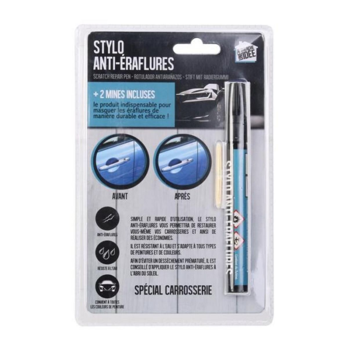 Paris Prix Stylo Entretien Carrosserie  Anti-Eraflures  14cm Noir