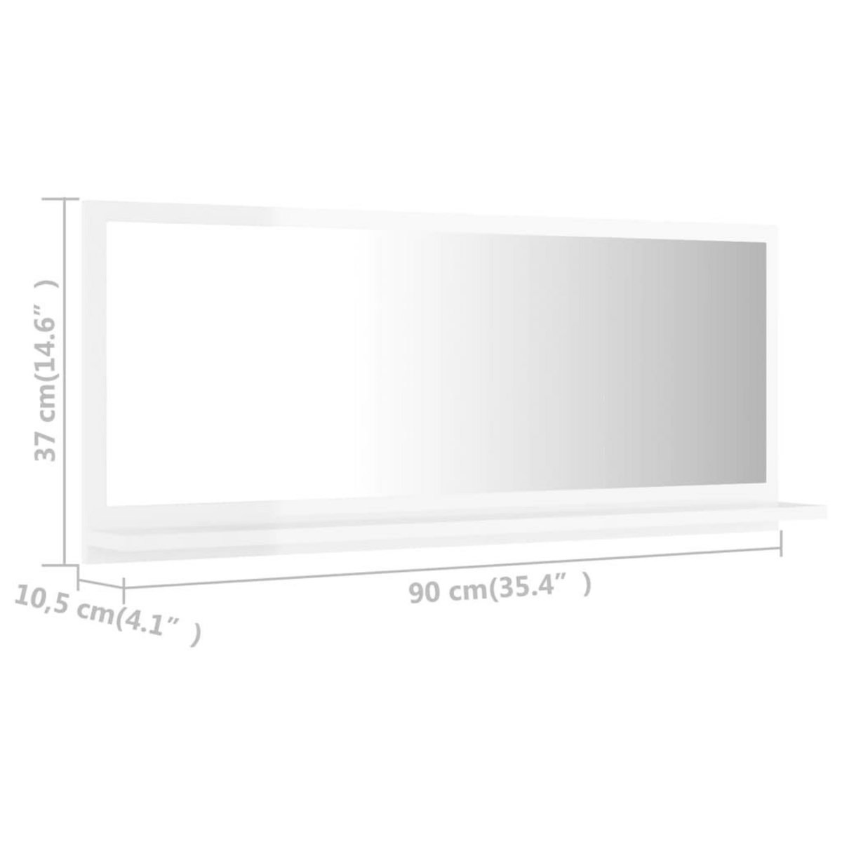 VIDAXL Miroir de salle de bain Blanc brillant Bois d'ingenierie