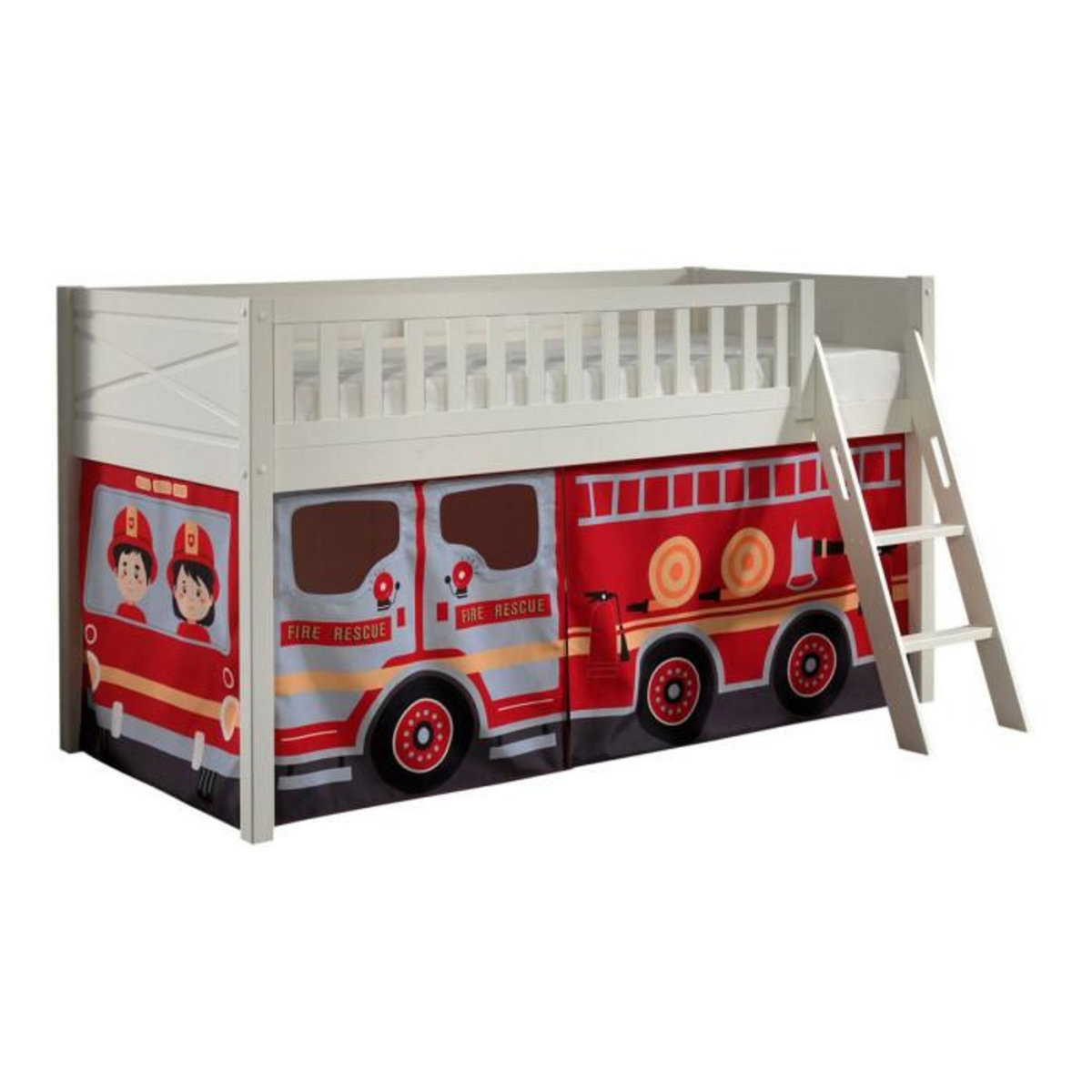 Paris Prix Lit Enfant Tente  Scott Fire Trucker  90x200cm Blanc