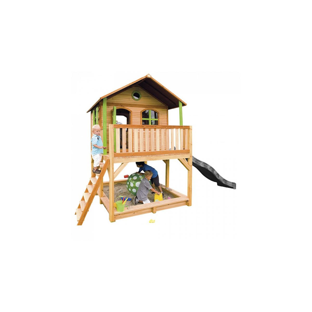 Axi House AXI Classic Marc Maisonnette Marron vert Toboggan Gris