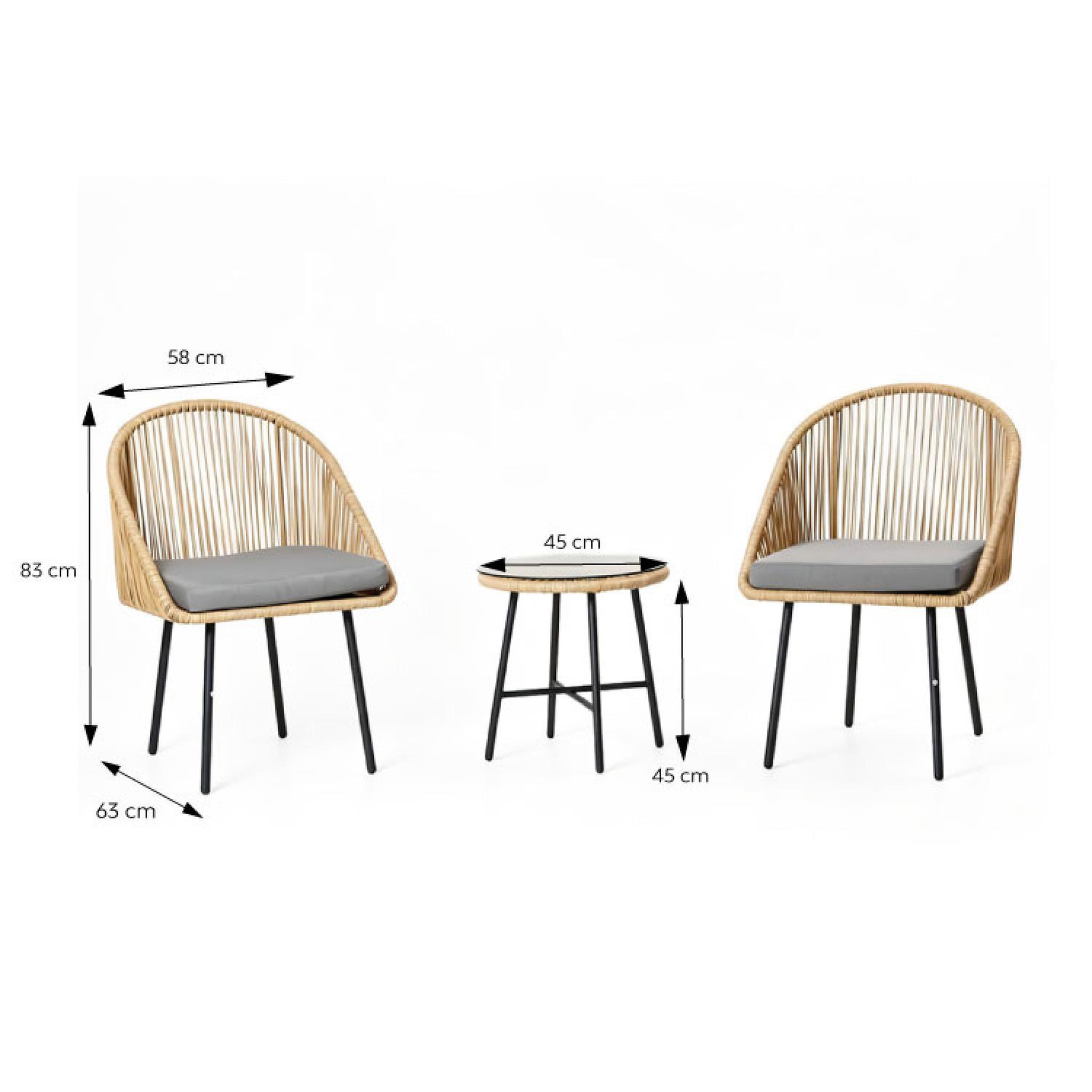 Voir la diapositive 3 : CONCEPT USINE Ensemble de jardin 2 fauteuils et table basse effet rotin naturel ipanema