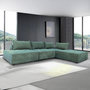 Voir la diapositive 4 : CONCEPT USINE Canapé d'angle modulable 4 places en velours texturé vert STAVA