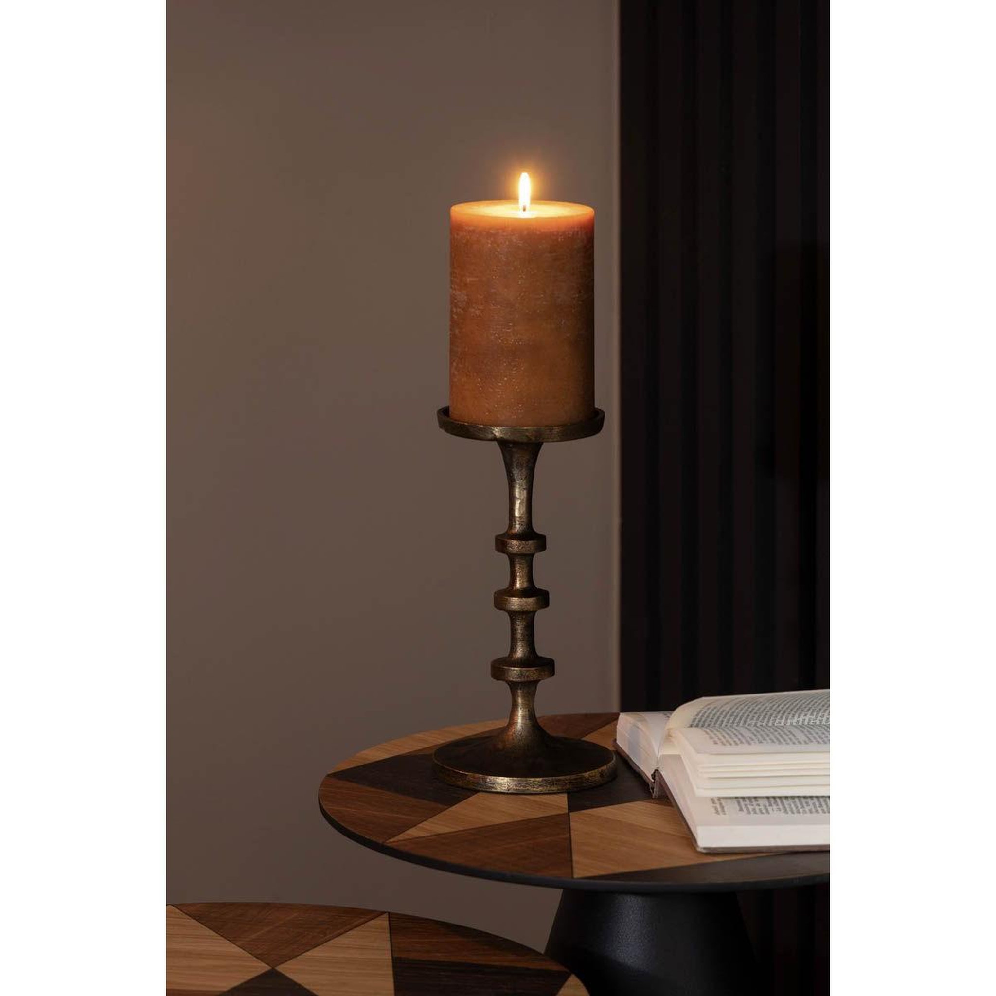 Voir la diapositive 3 : J-LINE Bougeoir vintage  luz  25cm bronze