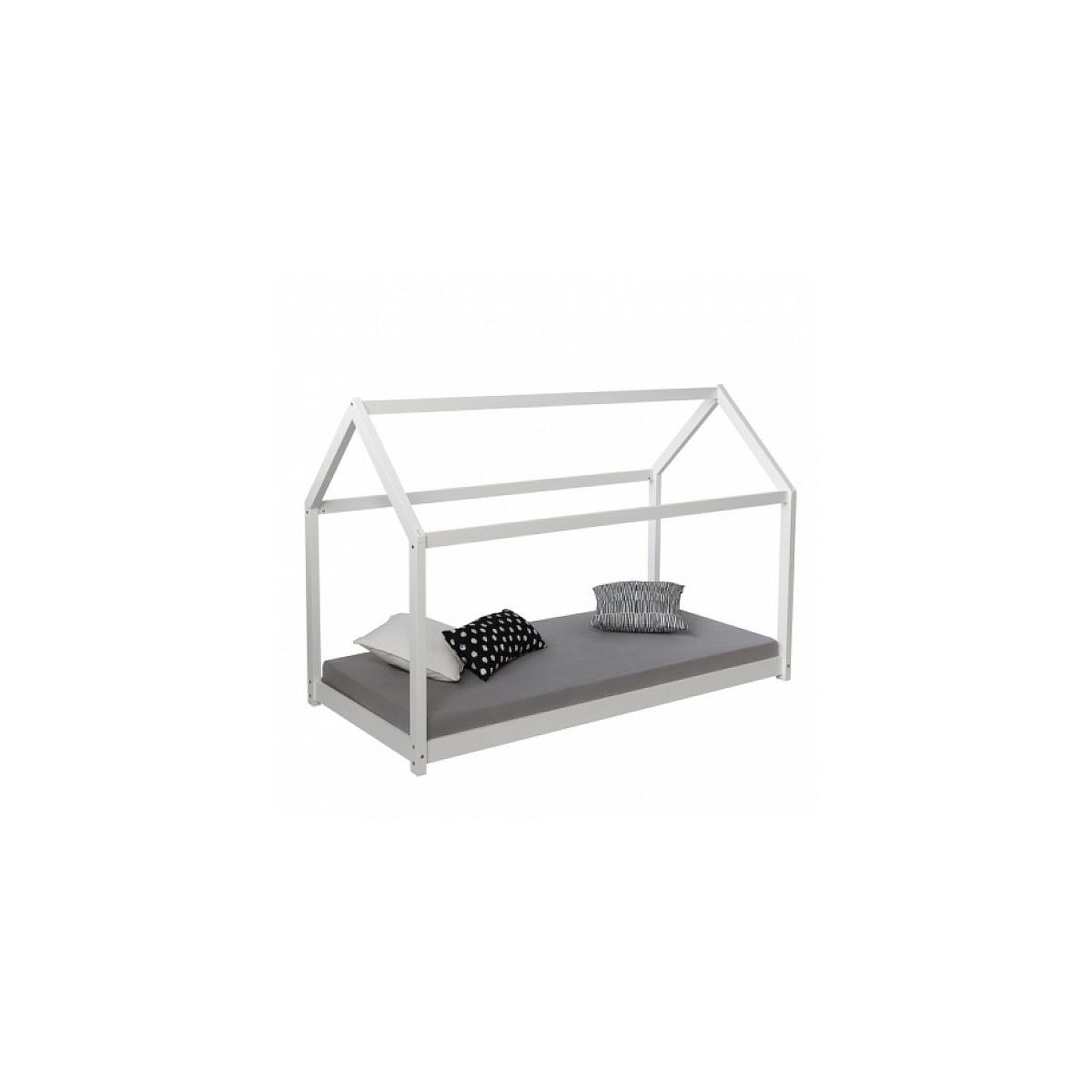 HomeStyle4U Lit cabane enfant en bois blanc 90 x 200cm