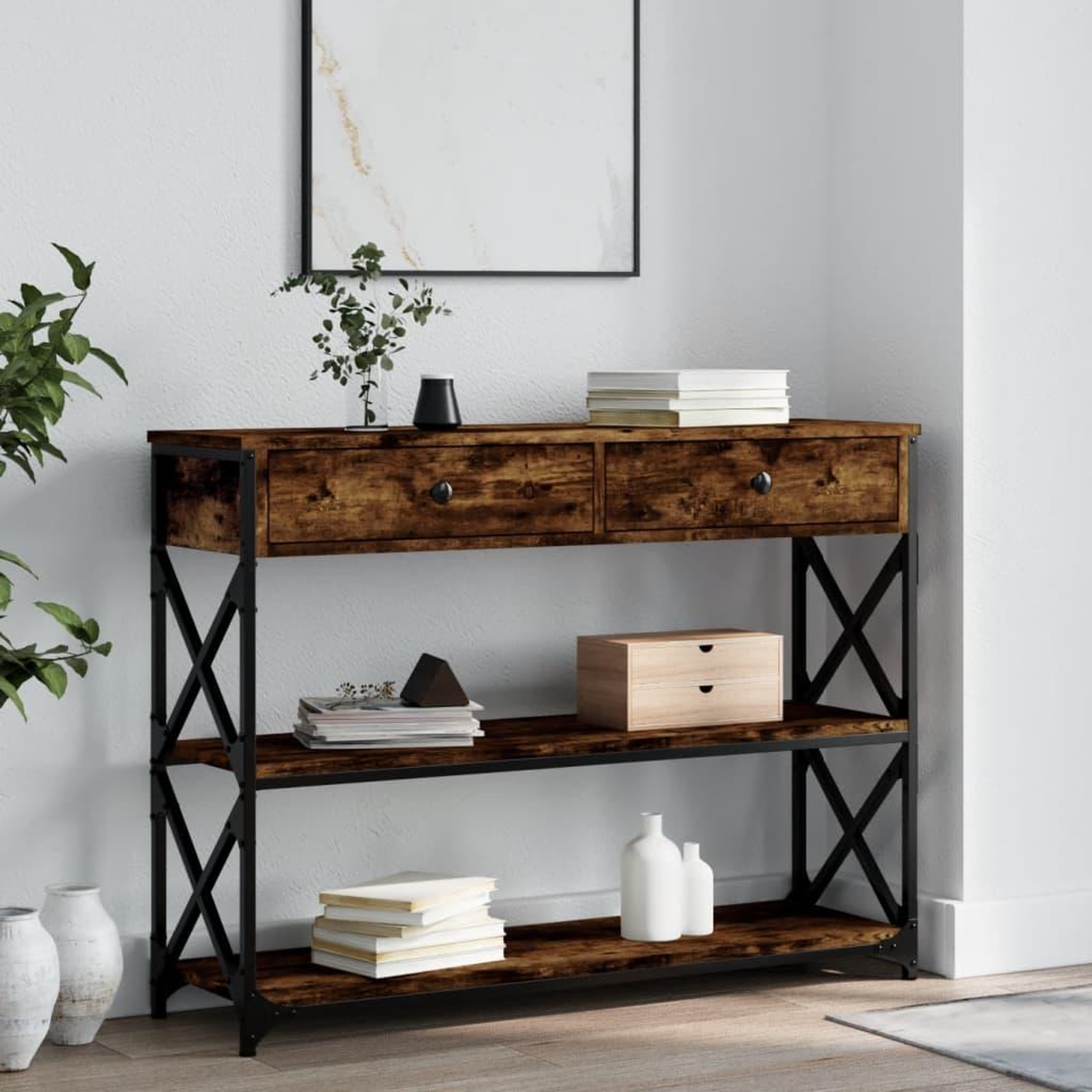 VIDAXL Table console chene fume 100x28x75 cm bois d'ingenierie