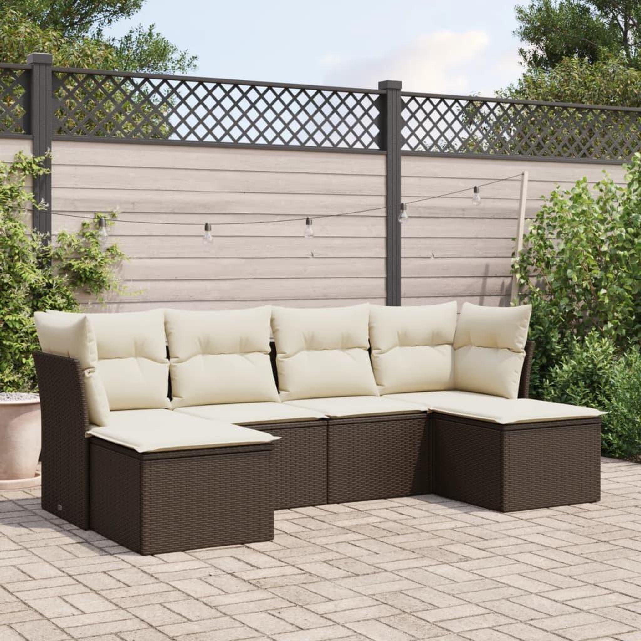 VIDAXL Salon de jardin avec coussins 6 pcs marron resine tressee