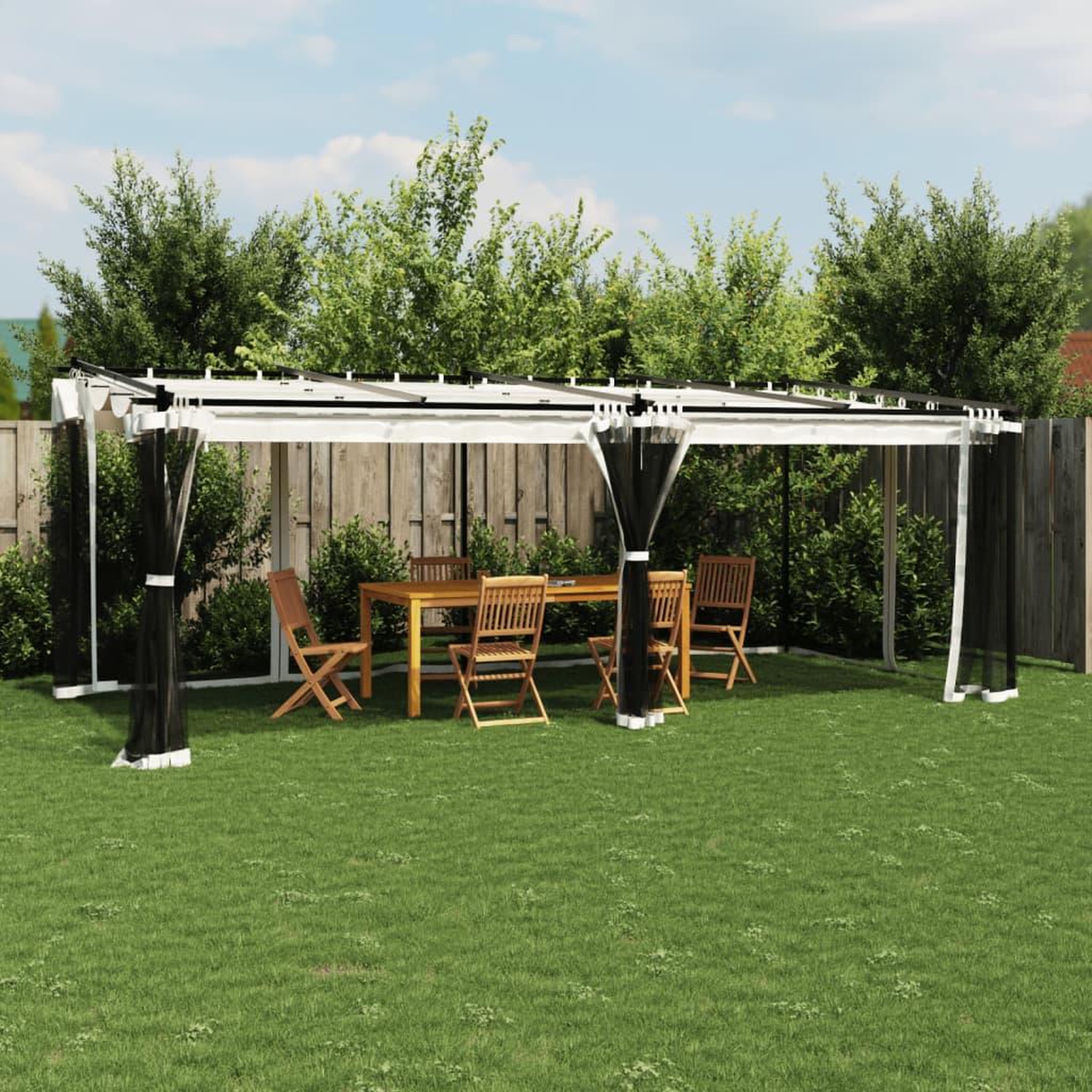 VIDAXL Tonnelle avec parois en filet creme 6x3 m acier