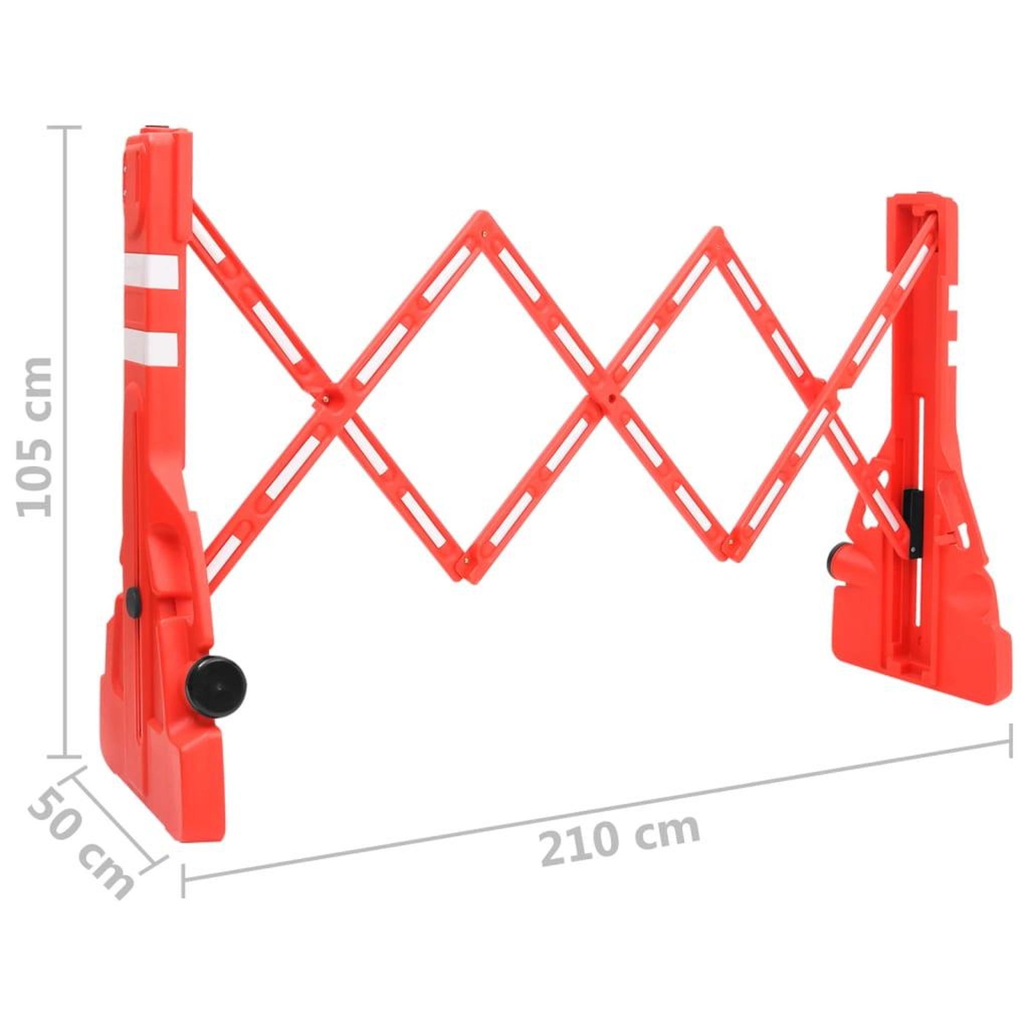 Voir la diapositive 6 : VIDAXL Barriere de circulation pliable Rouge 210x50x105 cm
