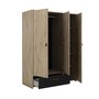 CALICOSY Armoire 3 portes 1 tiroir style industriel couleur chêne artisan - Fabrication Française