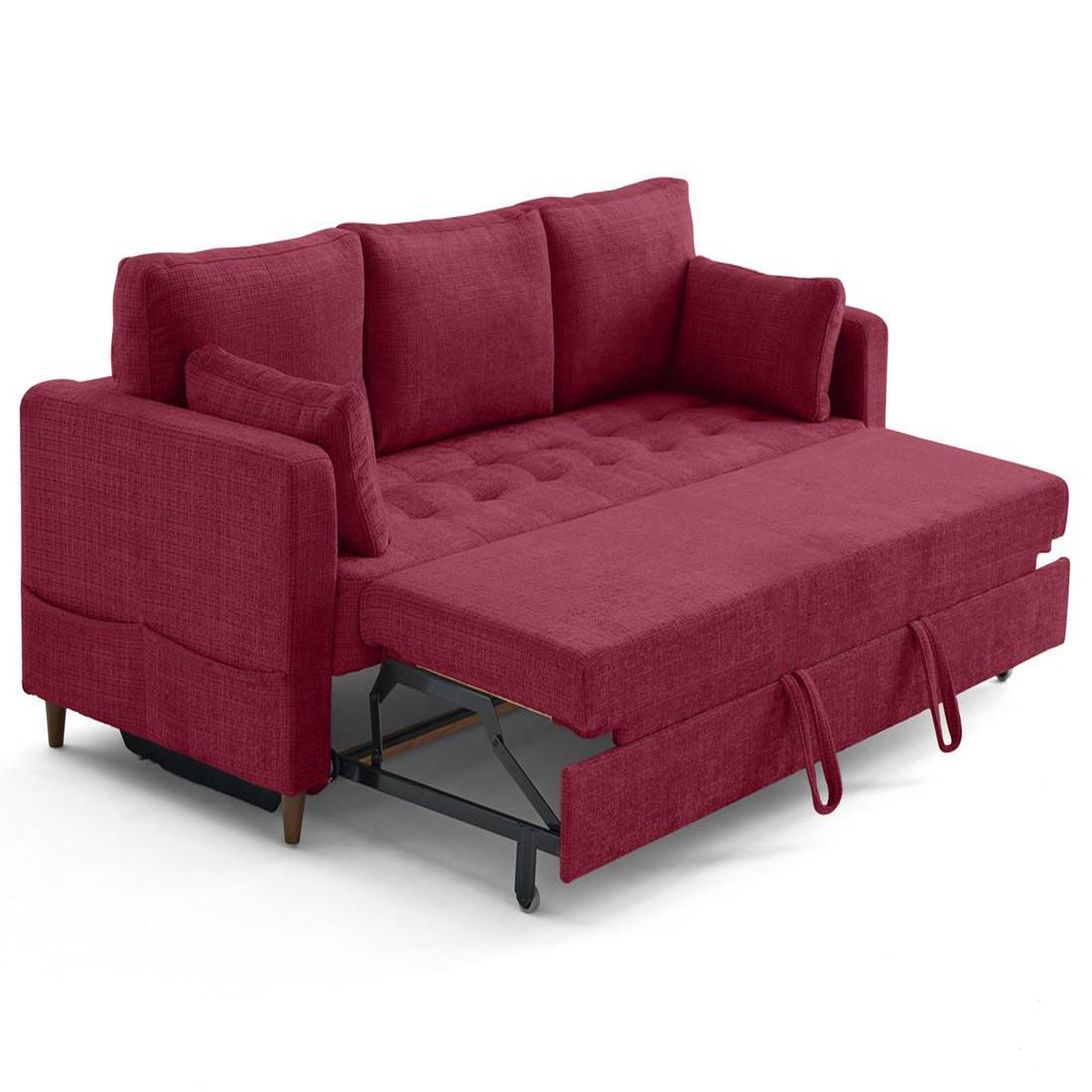 Voir la diapositive 2 : LISA DESIGN Anna - canapé droit 3 places convertible avec poche en velours texturé