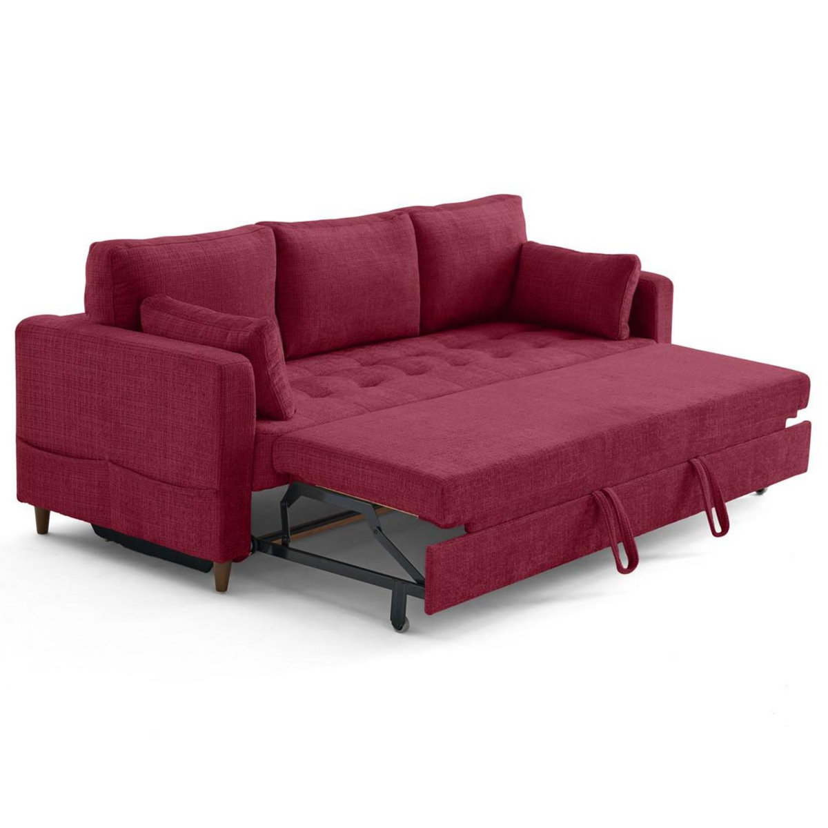 LISA DESIGN Anna - canapé droit 3 places convertible avec poche en velours texturé