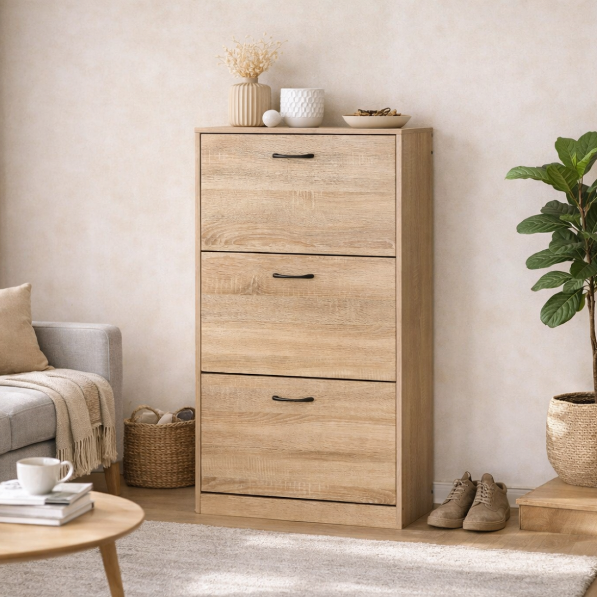 CONCEPT USINE Meuble à chaussures 116x60cm chêne TALLI