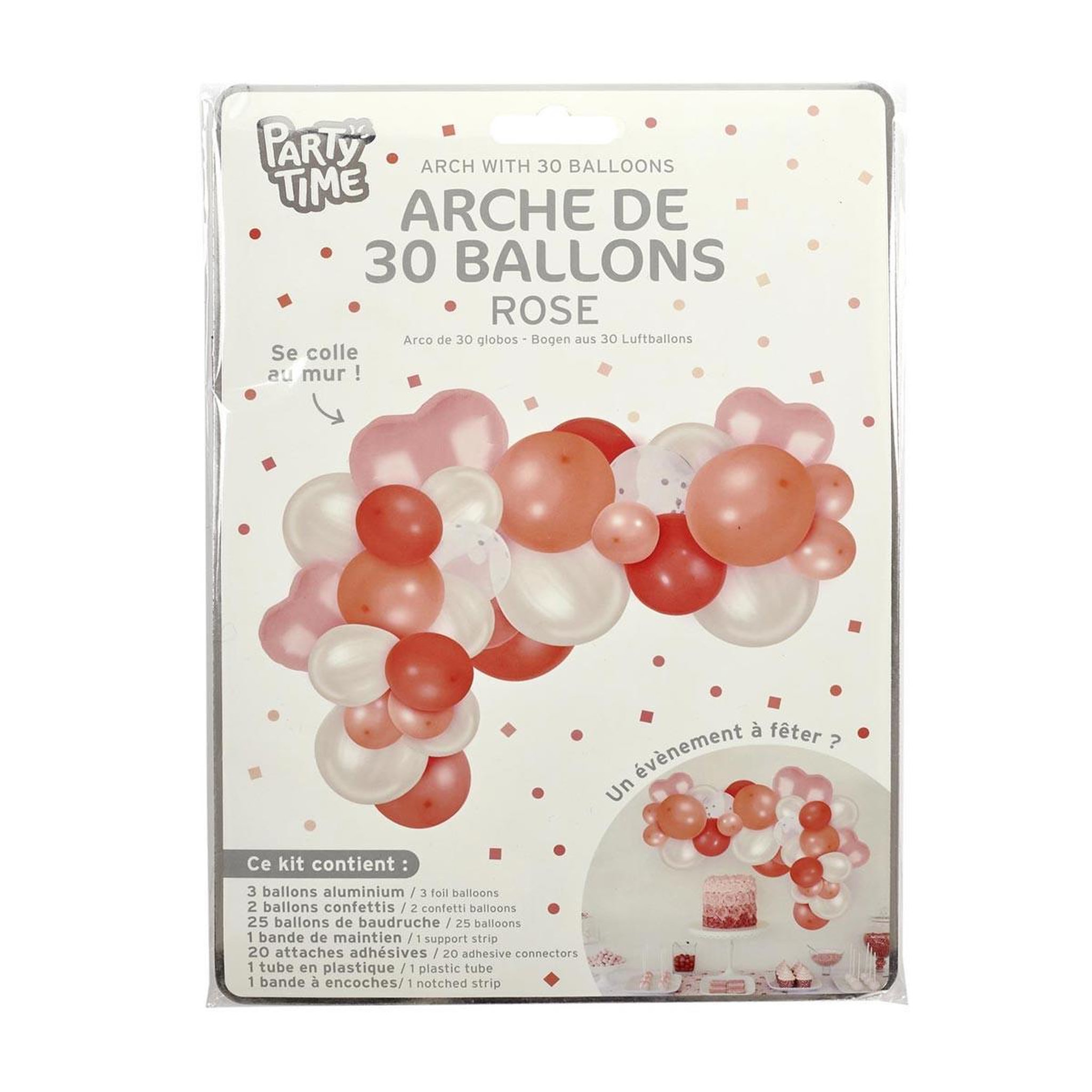 PARTY TIME Lot de 30 ballons déco  arche  23cm rose