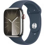 Voir la diapositive 1 : APPLE Montre connectée Serie 9 Cellular 45mm Acier/Argent Bleu Orage M/L