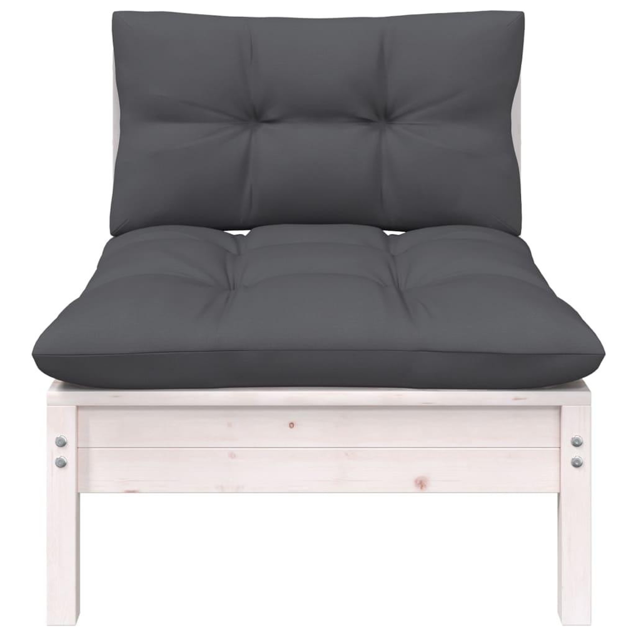 Voir la diapositive 2 : VIDAXL Canape central de jardin avec coussins Blanc Bois de pin massif