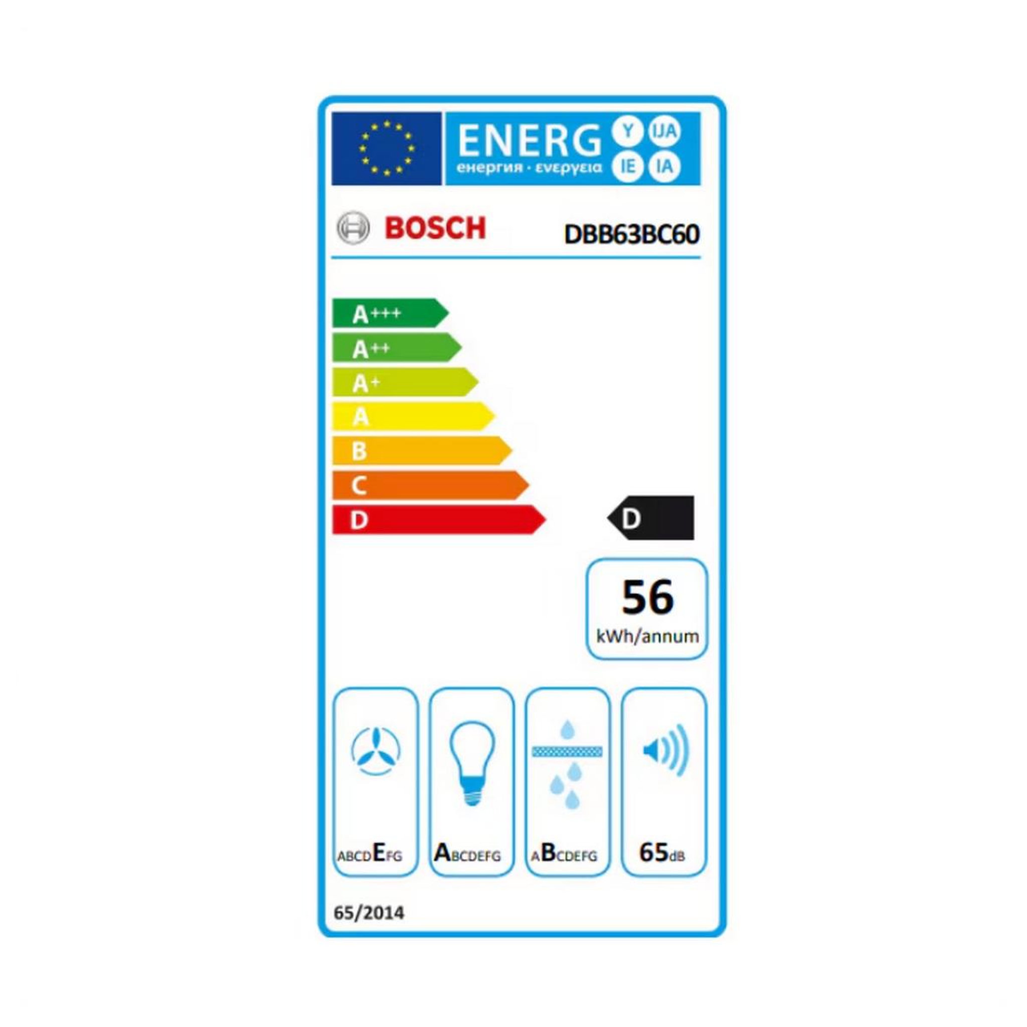 Voir la diapositive 2 : BOSCH Hotte design intégré 60cm 384 m3/h inox - DBB63BC60