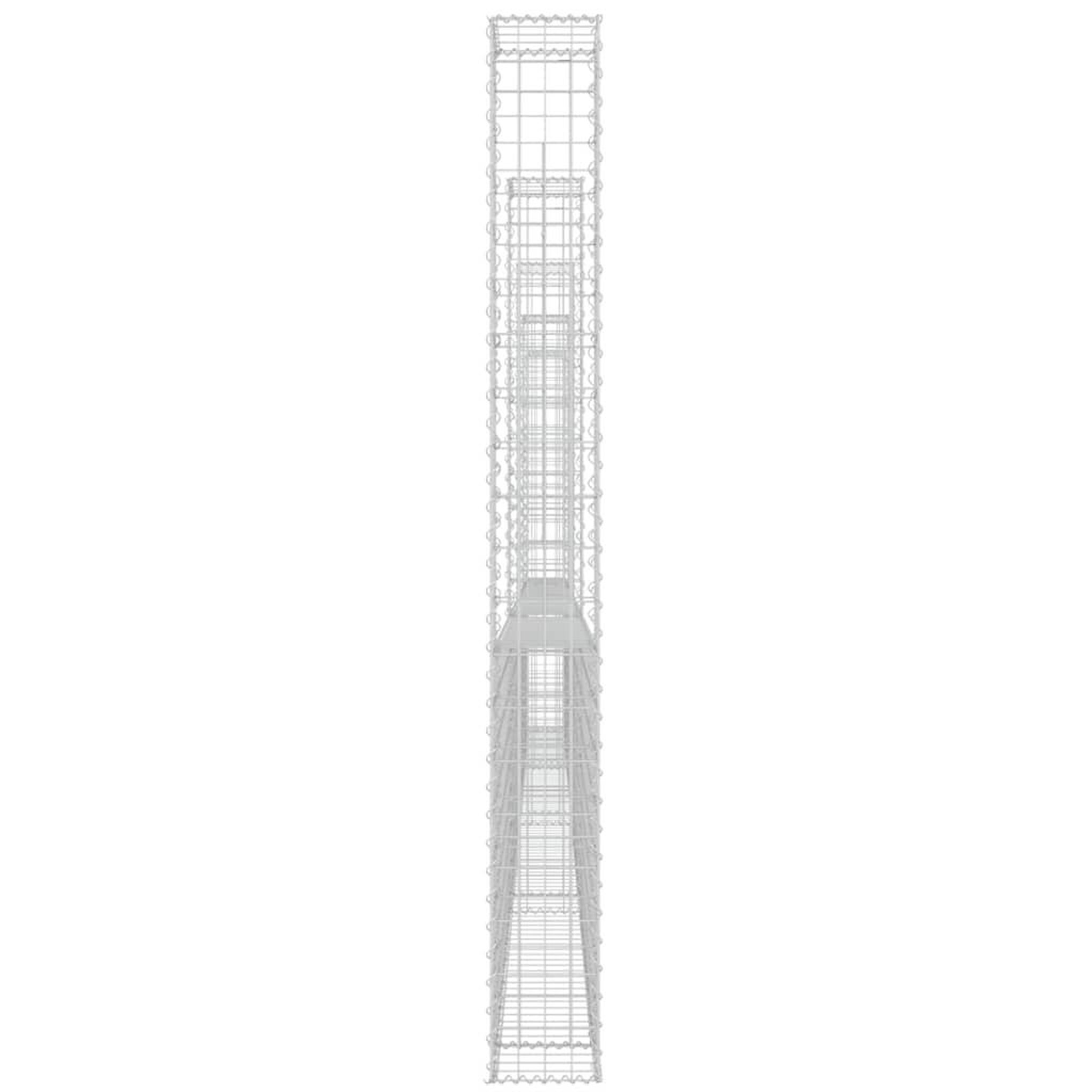 Voir la diapositive 4 : VIDAXL Panier de gabion en forme de U avec 5 poteaux Fer 500x20x200 cm