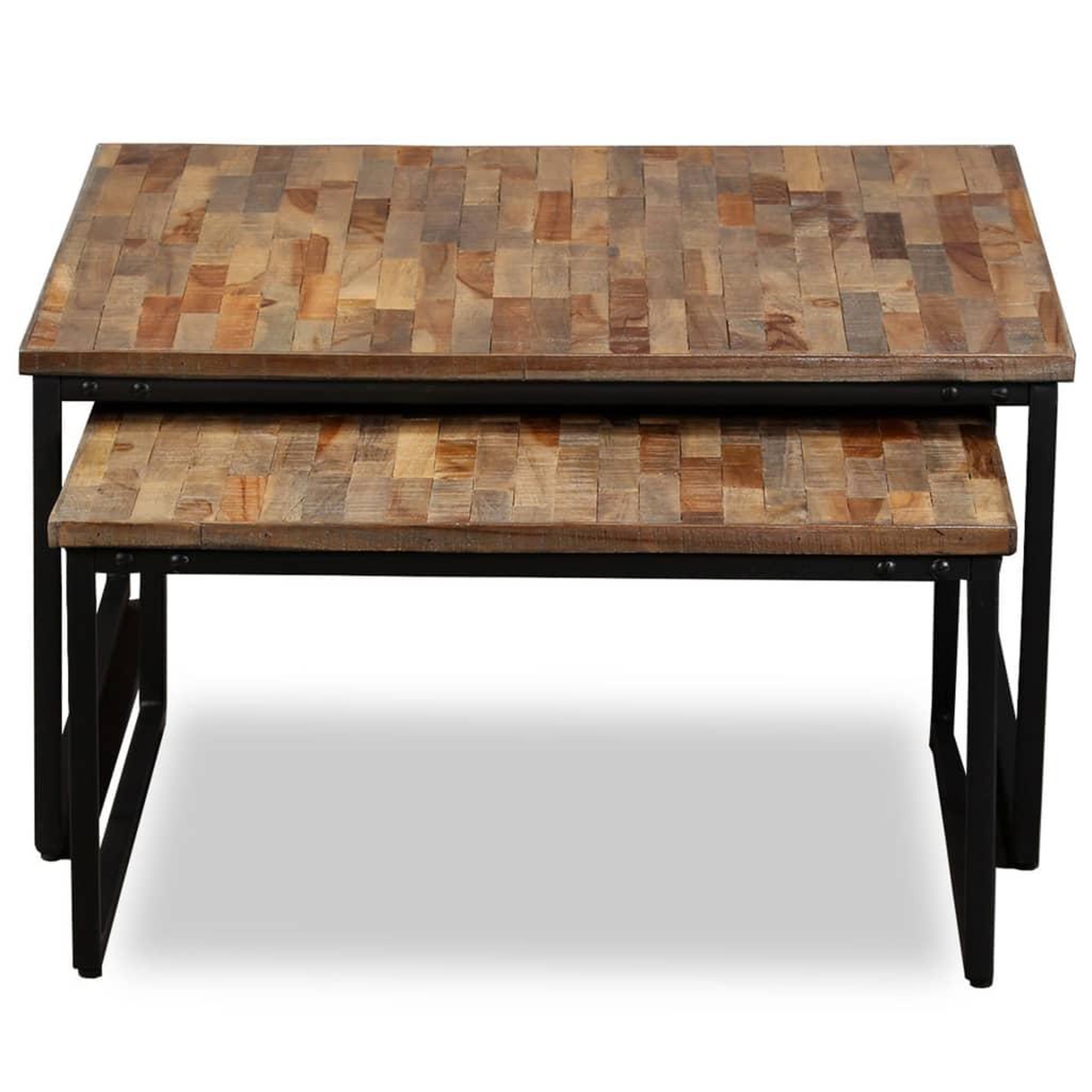 Voir la diapositive 2 : VIDAXL Ensemble de table basse gigogne 2 pcs Teck massif recuperation