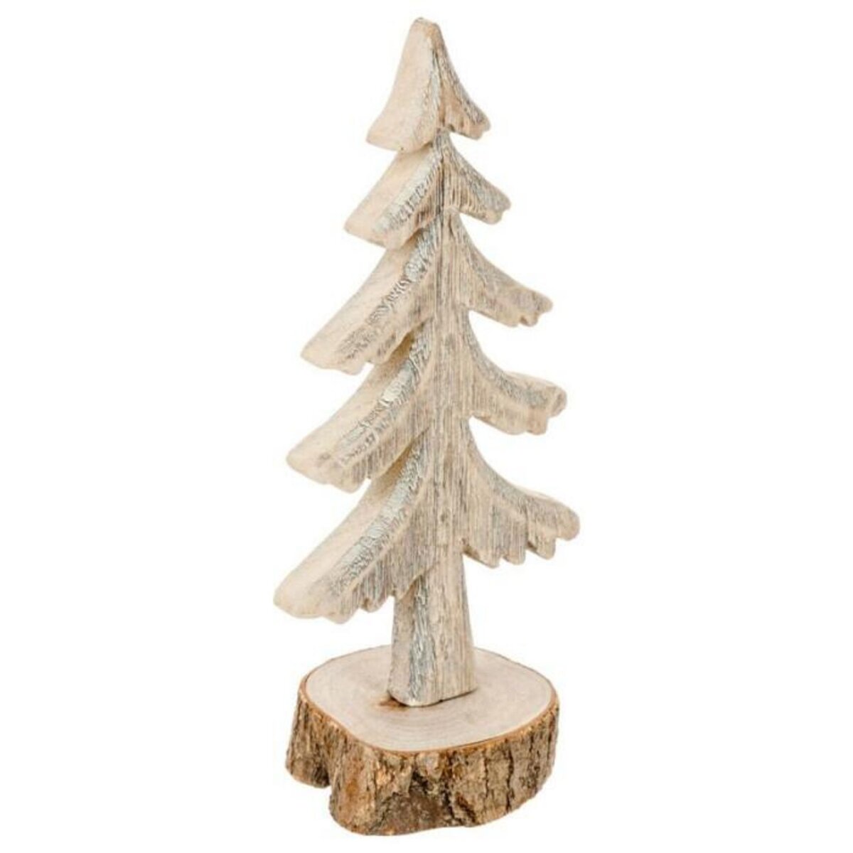 FEERIC LIGHT & CHRISTMAS Sapin de Noël sur Buche  Cocon  27cm Naturel