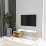  Homemania Meuble TV Gold 125,2x29,5x42,8 cm Blanc et chene