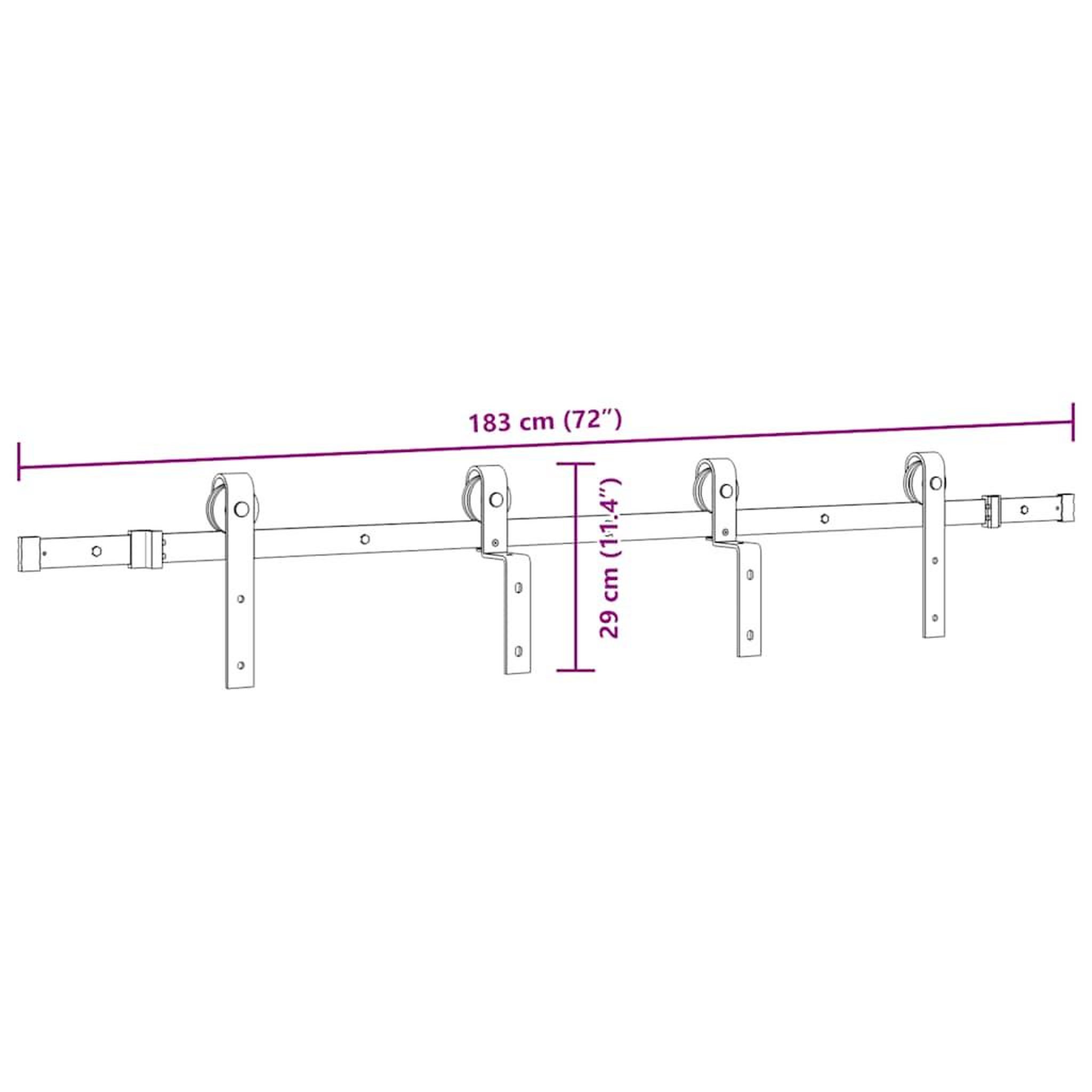 Voir la diapositive 6 : VIDAXL Kit de quincaillerie de porte coulissante 183 cm Acier Noir