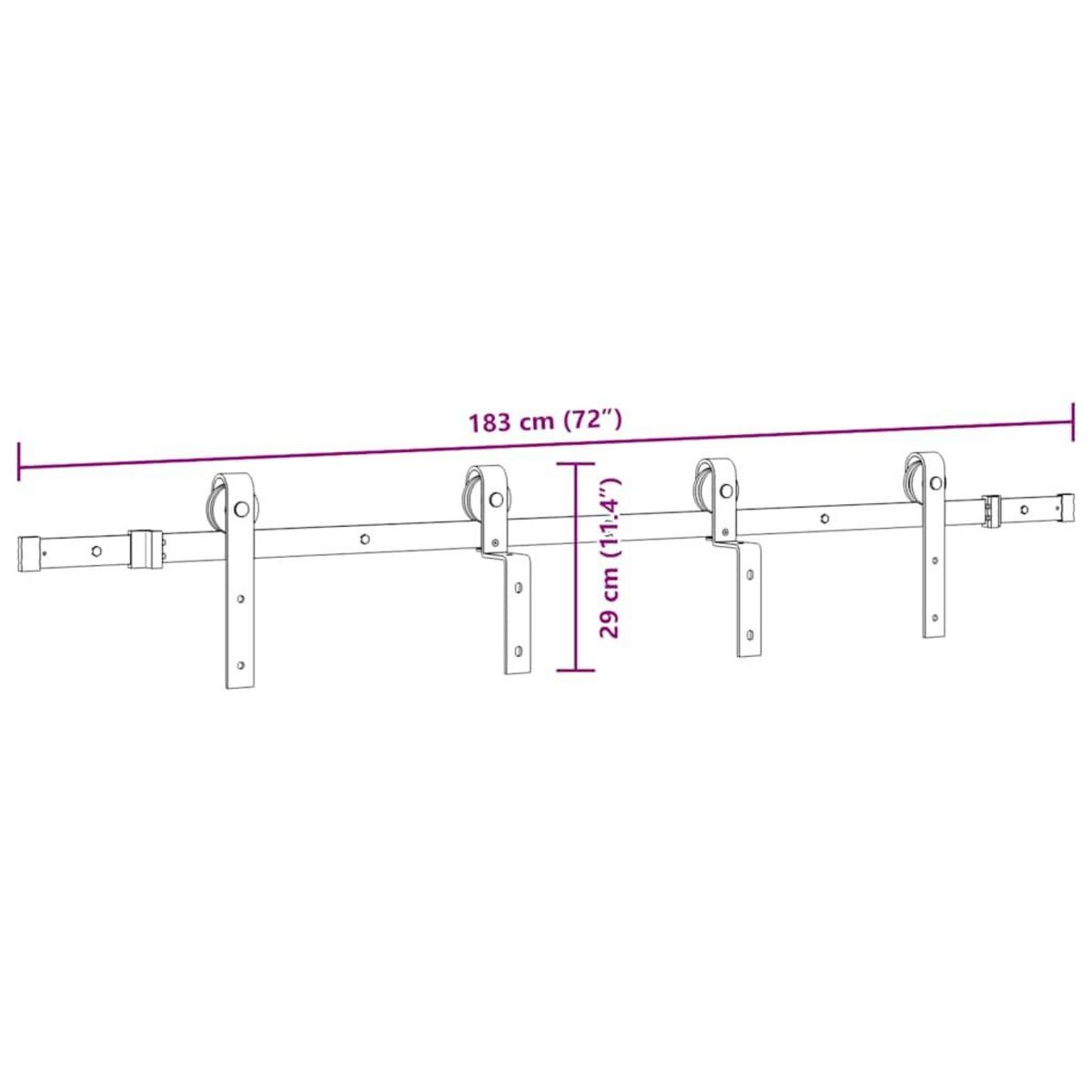 VIDAXL Kit de quincaillerie de porte coulissante 183 cm Acier Noir