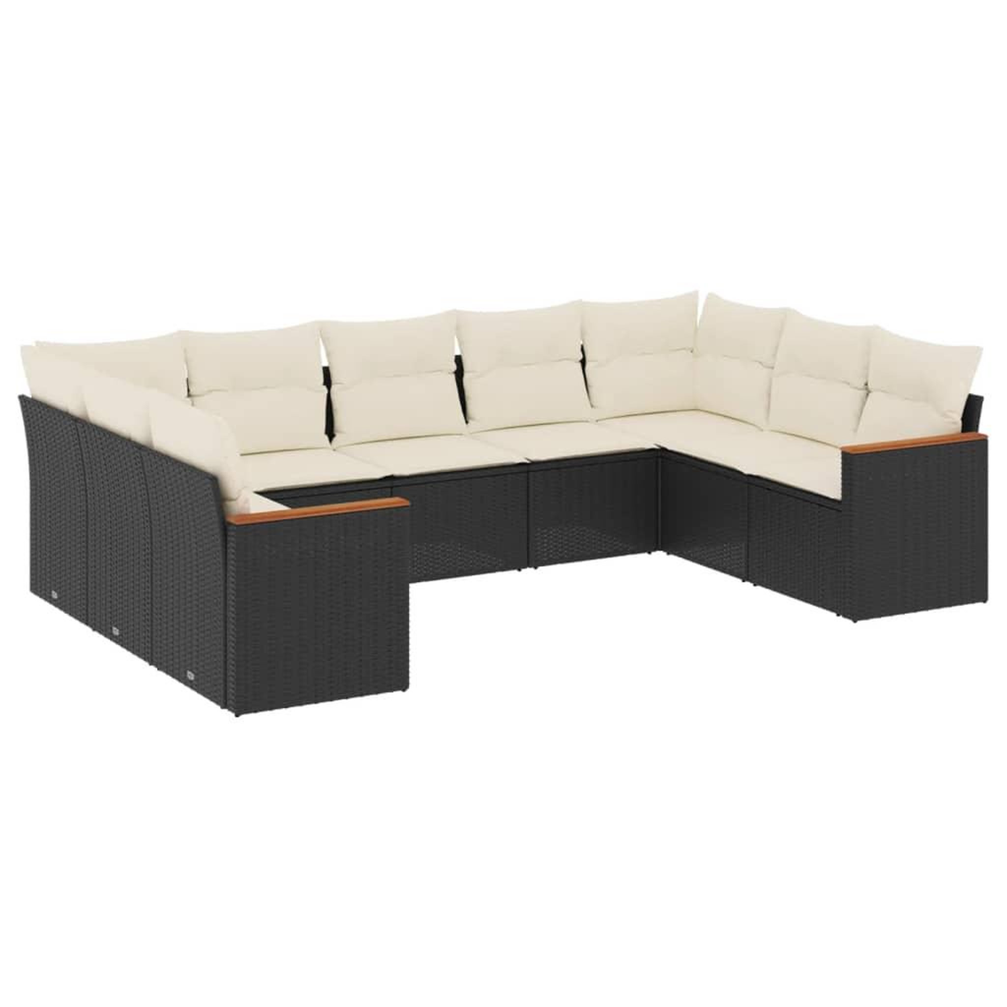 Voir la diapositive 2 : VIDAXL Salon de jardin 9 pcs avec coussins noir resine tressee