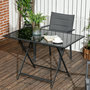 Voir la diapositive 2 : OUTSUNNY Table de jardin pliable 6 places - espace parasol - dim. 110 x 70 x 70 cm - métal époxy plateau verre trempé noir
