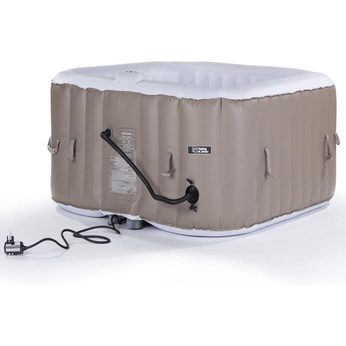 Habitat et Jardin SPA GONFLABLE MONAC EN PVC - 6 PLACES - TAUPE/CREME