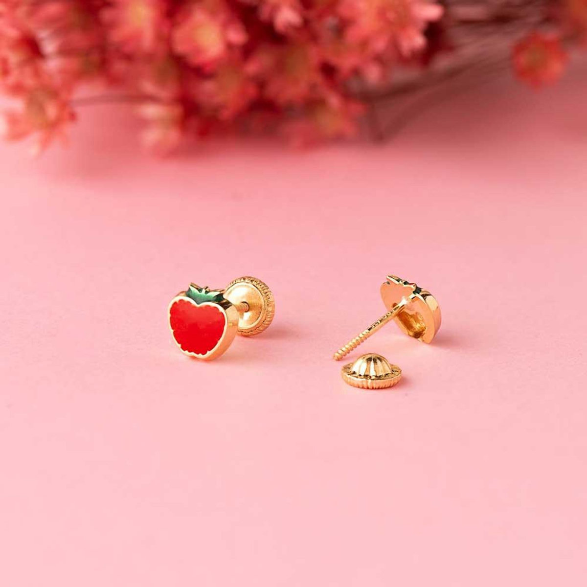 L'ATELIER D'AZUR Boucles d'Oreilles Or 18 Carats 750 Jaune et émail - Pommes