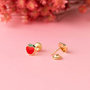 Voir la diapositive 2 : L'ATELIER D'AZUR Boucles d'Oreilles Or 18 Carats 750 Jaune et émail - Pommes