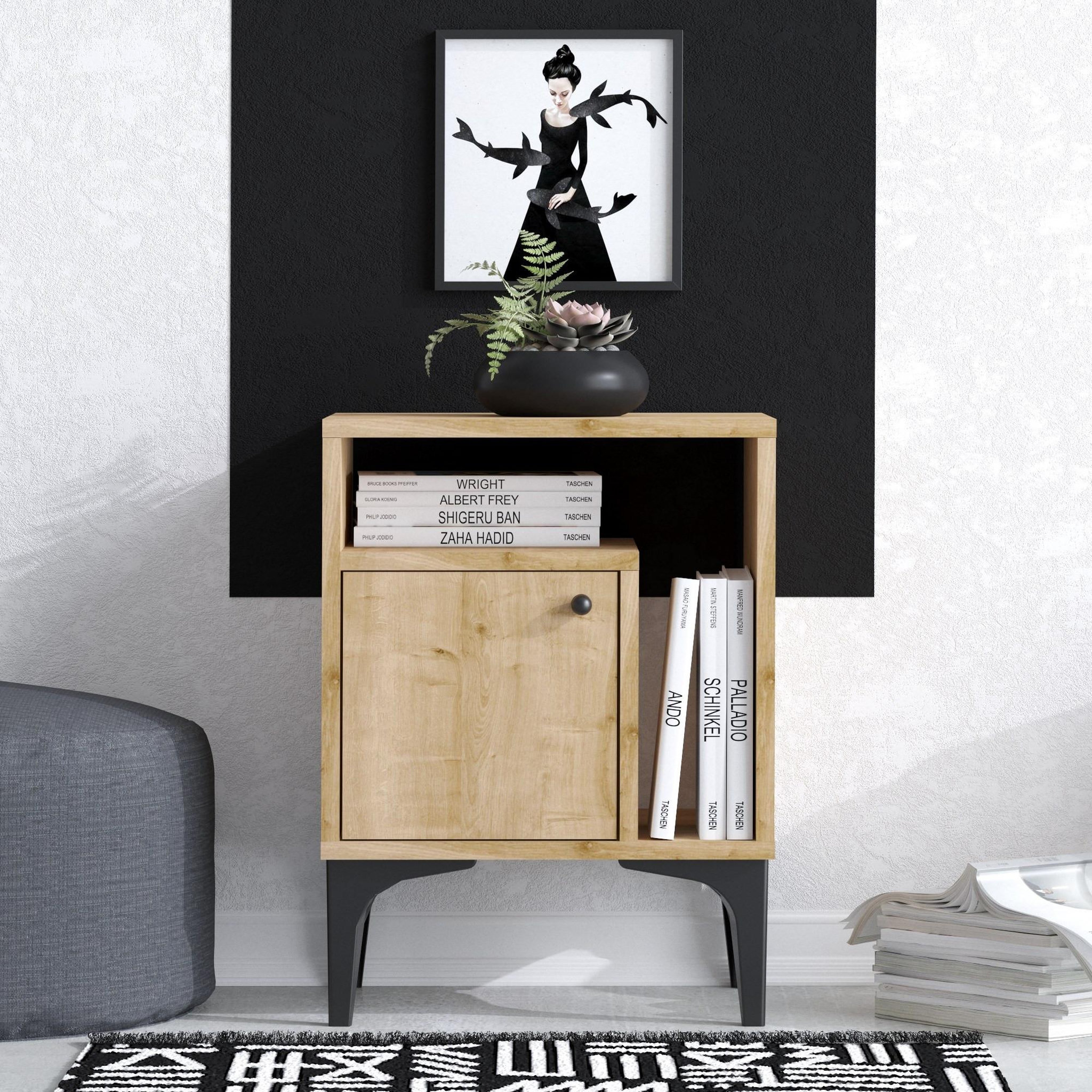 Voir la diapositive 2 : Habitat et Jardin Table de chevet en bois  nuno  - 40 x 35 x 55 cm - beige