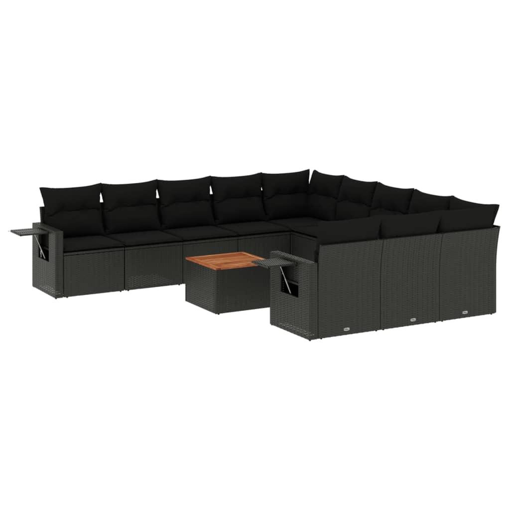 Voir la diapositive 2 : VIDAXL Salon de jardin 12 pcs avec coussins noir resine tressee