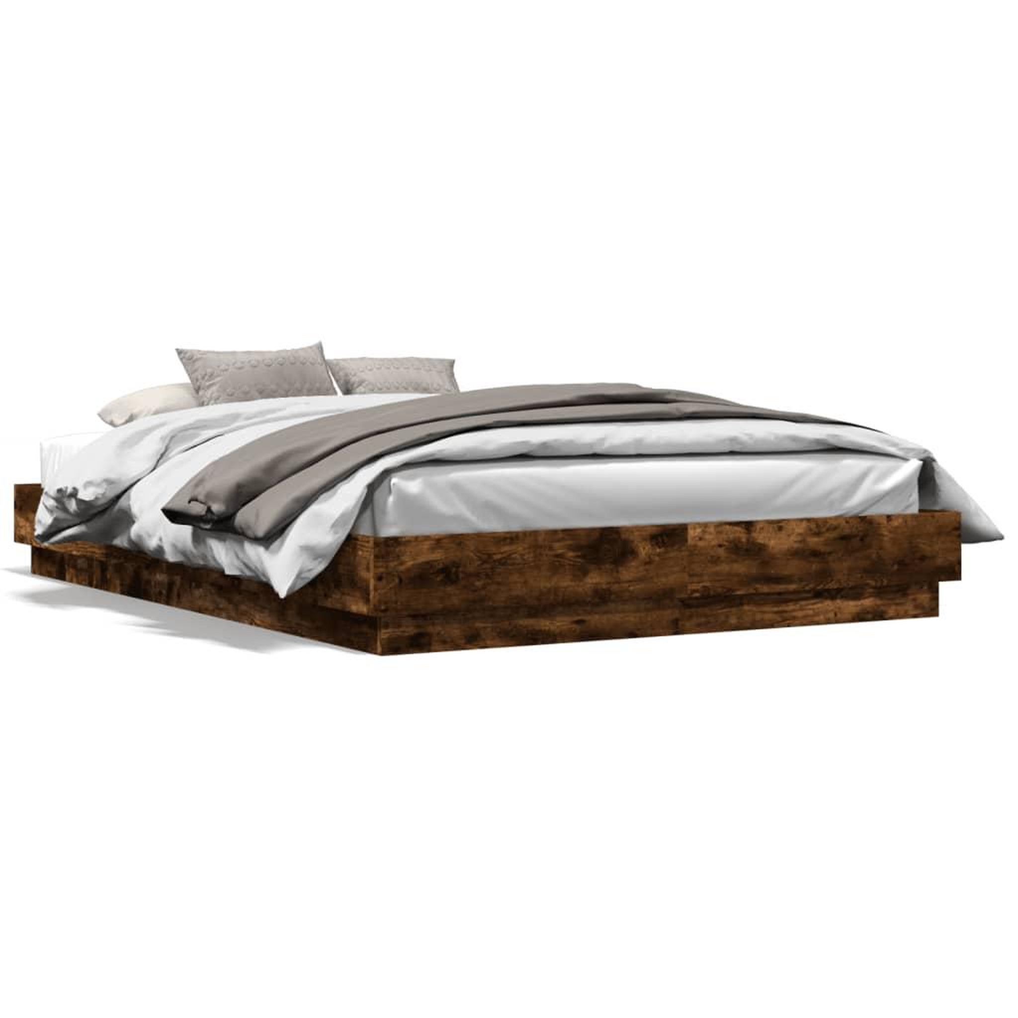 Voir la diapositive 5 : VIDAXL Cadre de lit avec LED sans matelas chene fume 160x200 cm