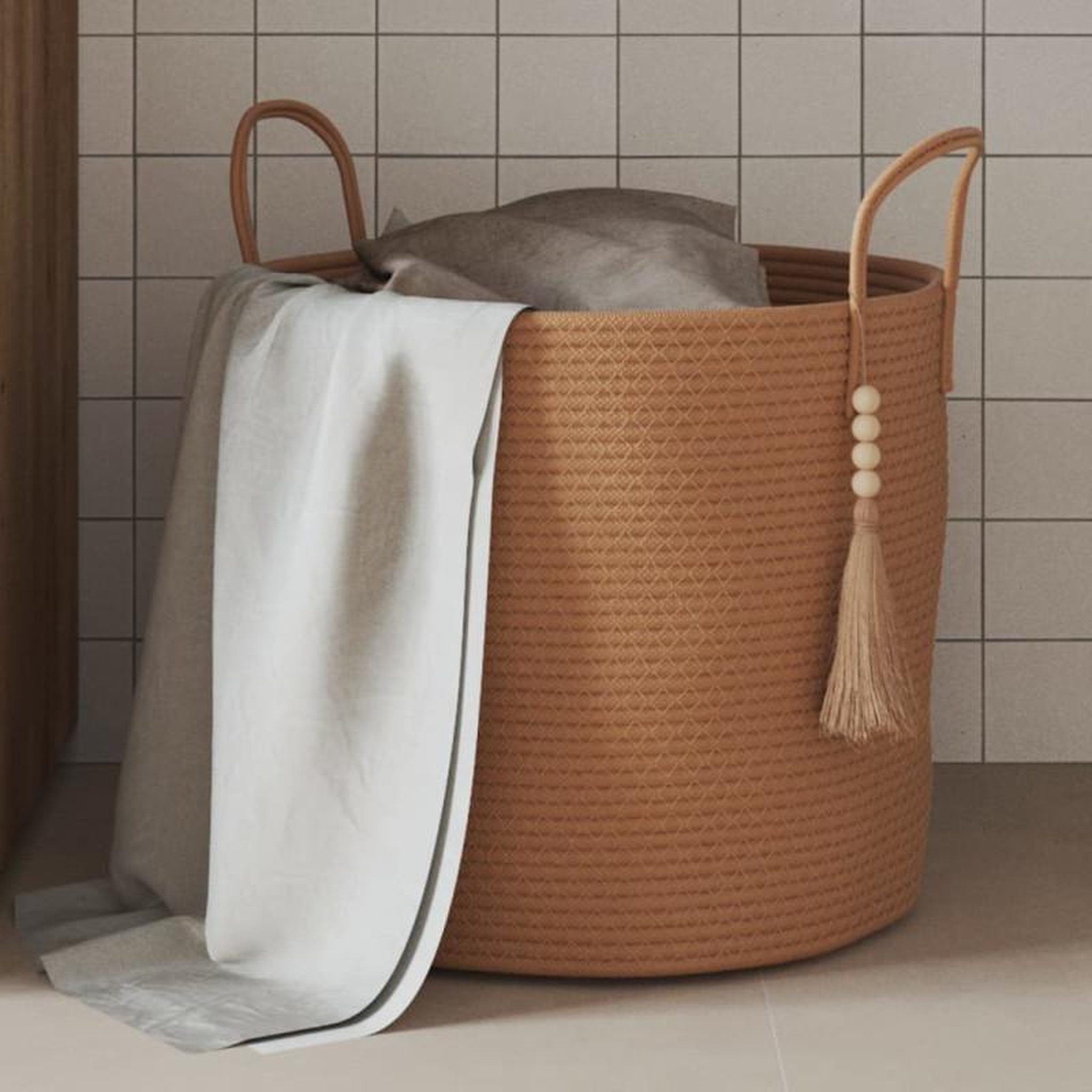 Voir la diapositive 1 : VIDAXL Panier de rangement marron Ø40x35 cm coton