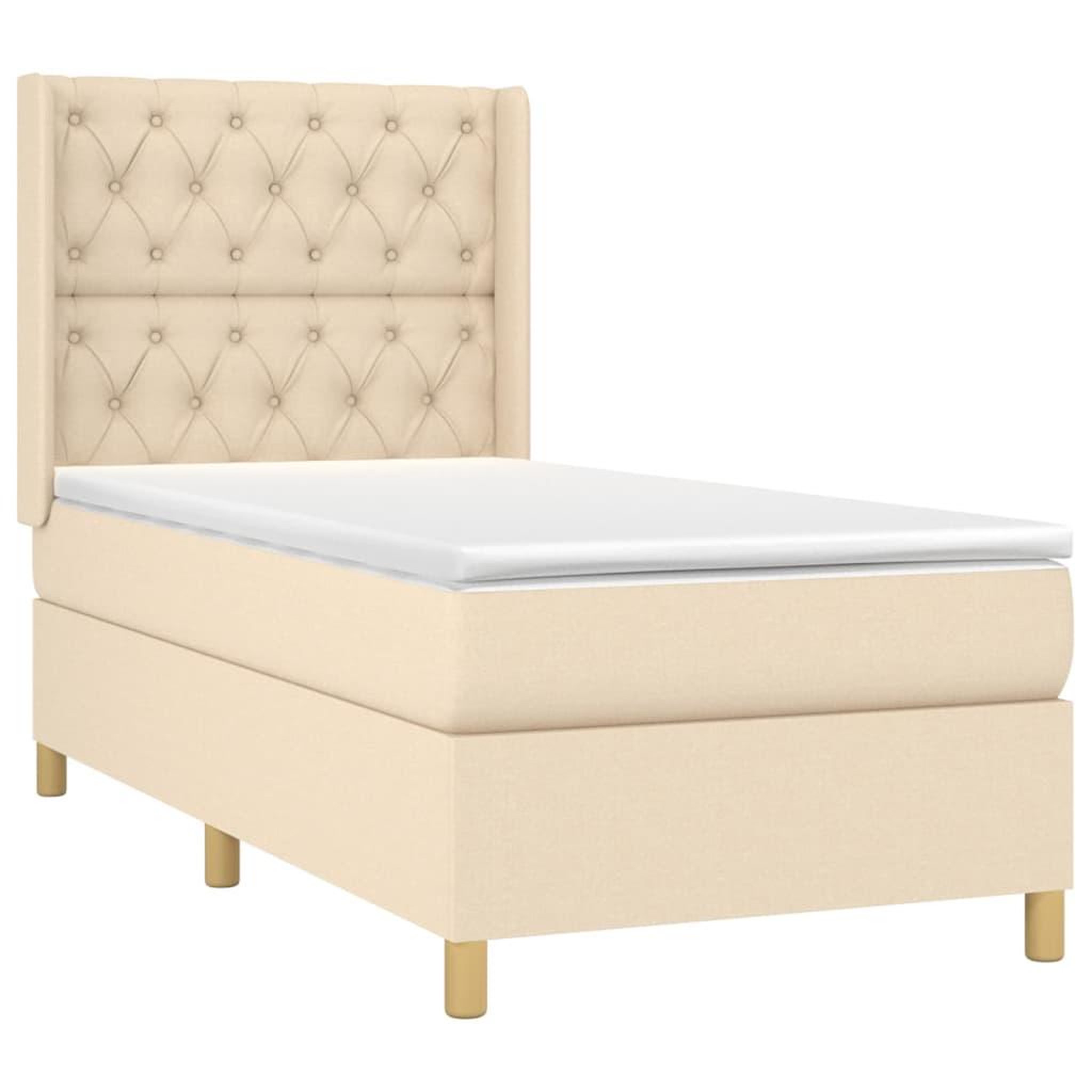 Voir la diapositive 4 : VIDAXL Sommier a lattes de lit matelas et LED Creme 80x200cm Tissu