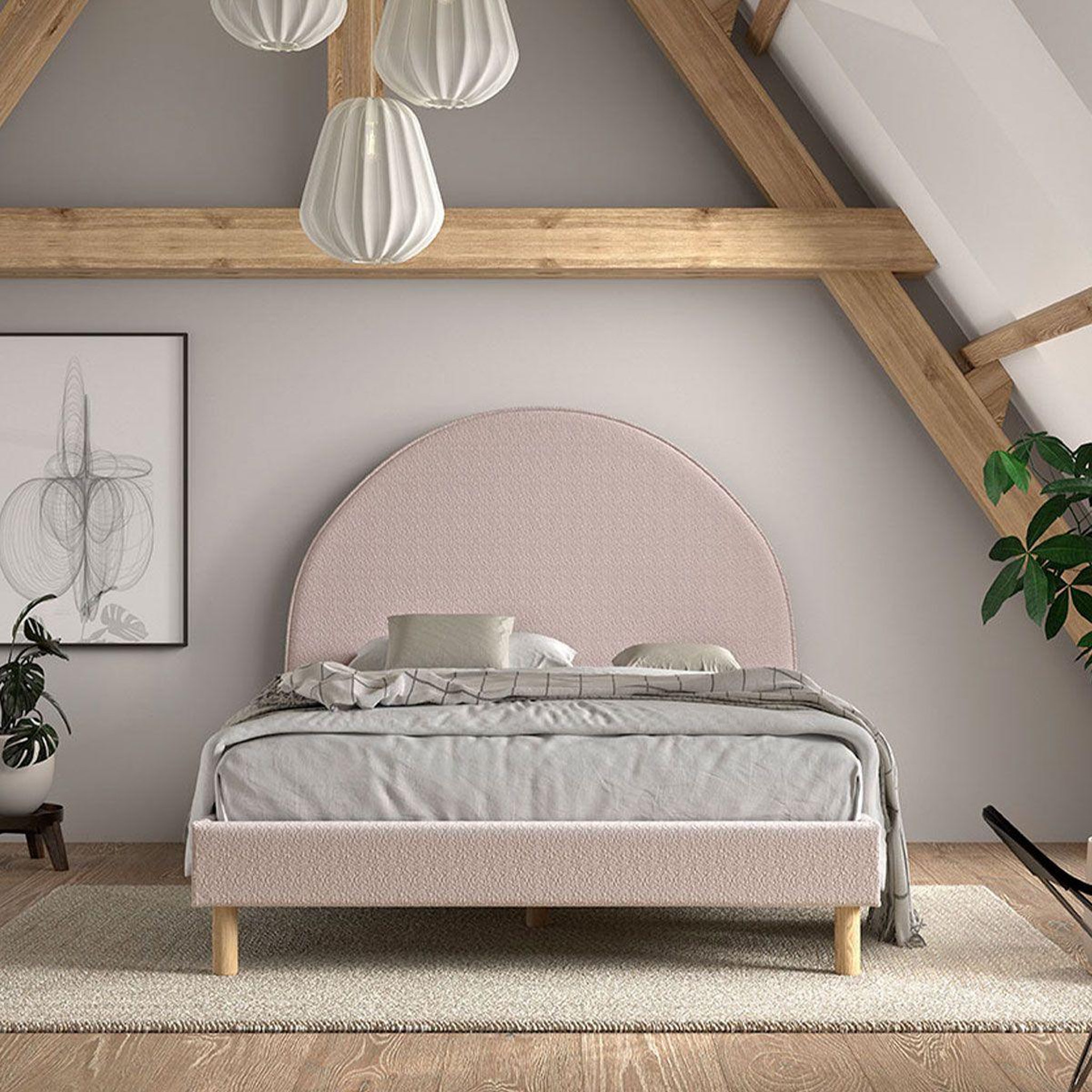 Voir la diapositive 4 : Paris Prix Lit adulte bouclé  moon  140x200cm rose