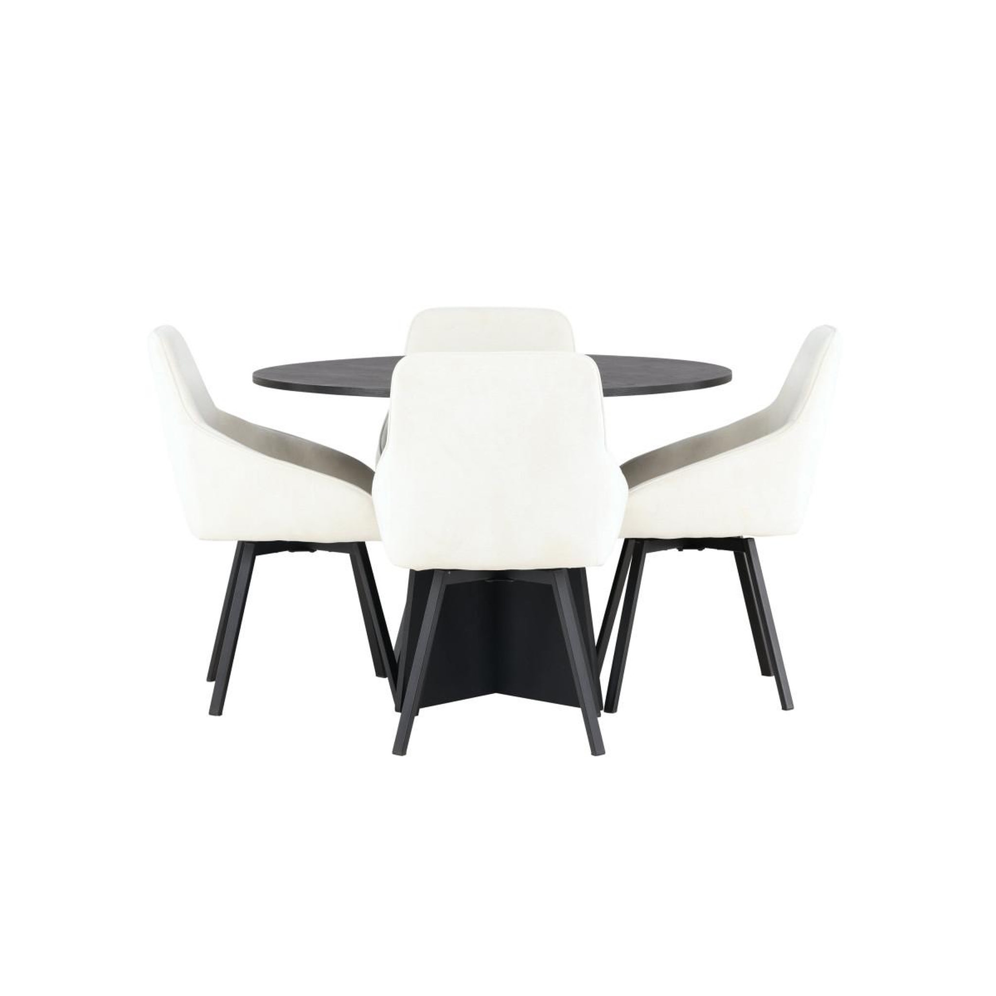 Voir la diapositive 2 : Paris Prix Ensemble table à manger & 4 chaises  bootcut & rosie  110cm beige & noir