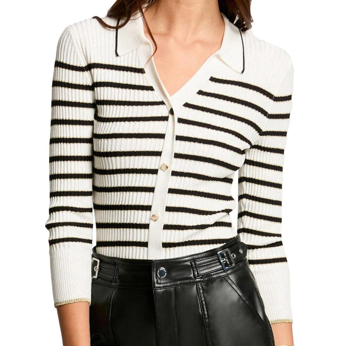 MORGAN Gilet Rayures Ecru/Noir Femme Morgan MAEL