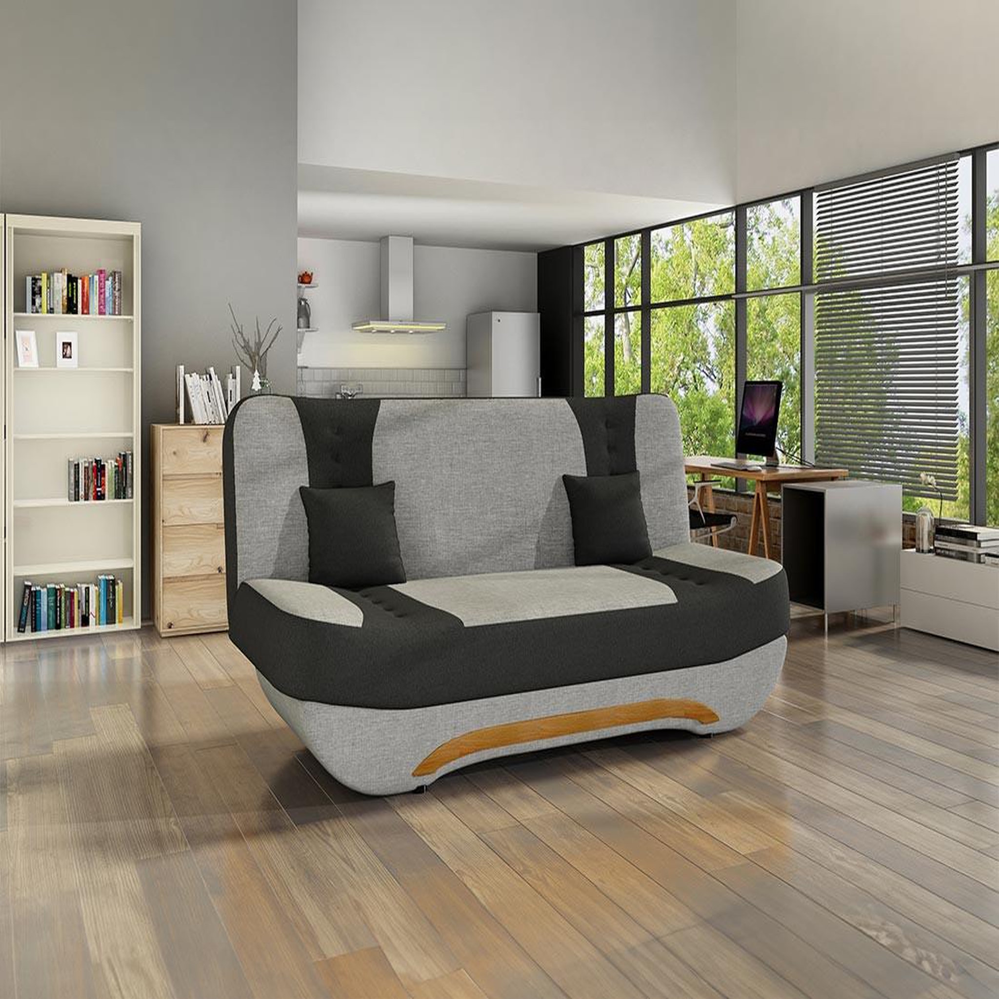 Voir la diapositive 4 : BEST MOBILIER Nelson - canapé convertible clic-clac 3 places en tissu