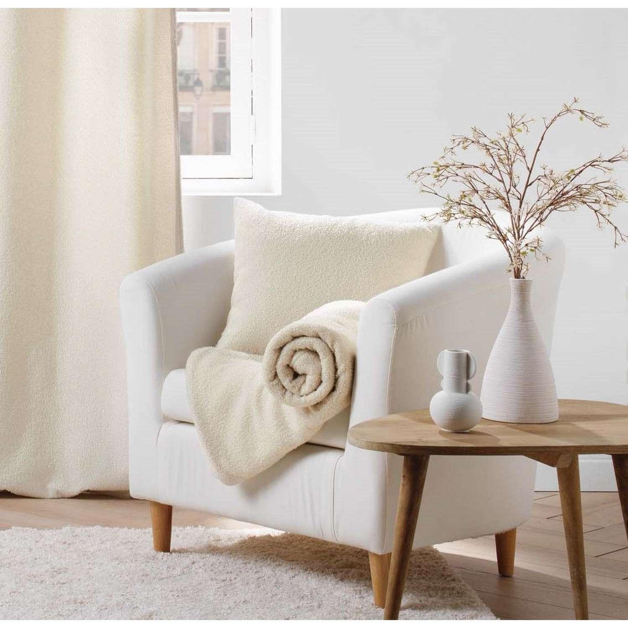 Voir la diapositive 4 : Douceur d'Intérieur Coussin déhoussable en bouclette unie beli